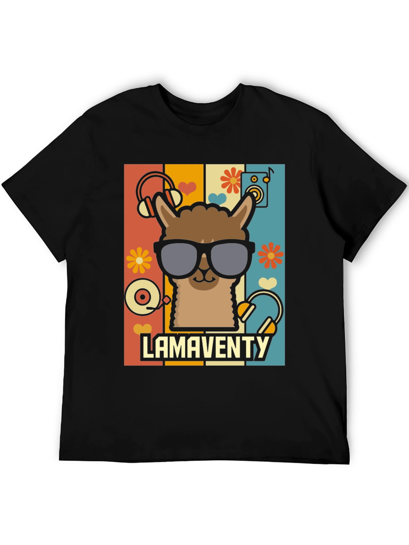 Retro Llama T-Shirt - Fun Music Lover Tee