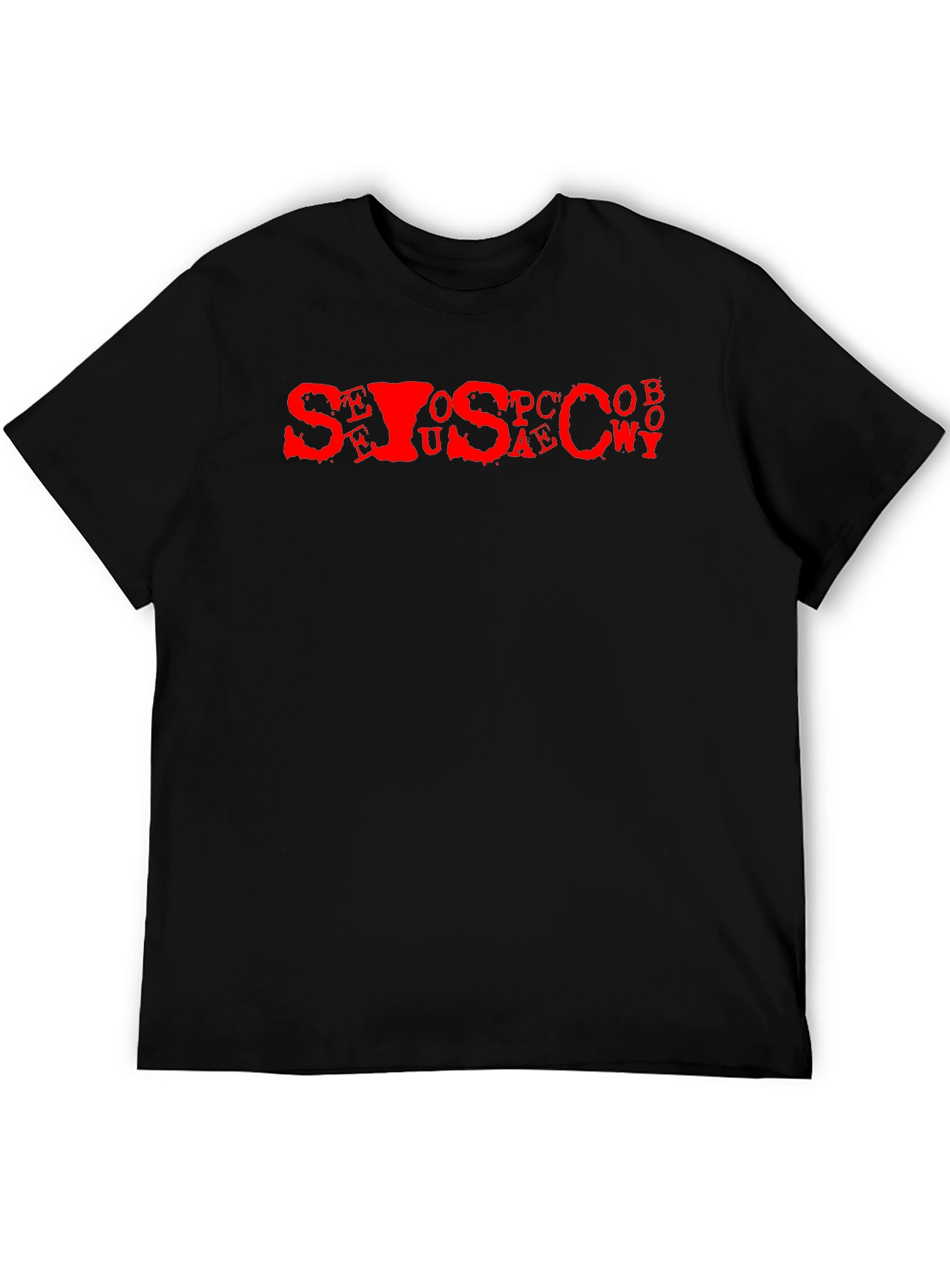 Mens Black Tee with Red Letter Graphic