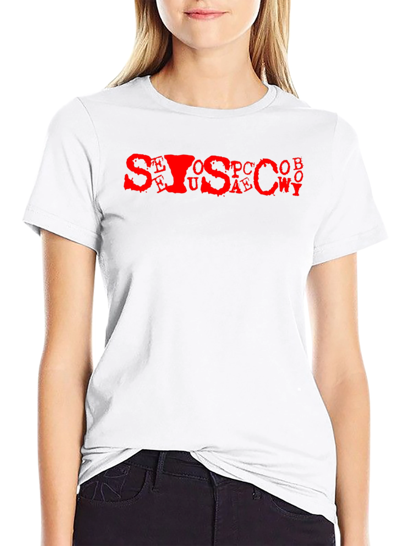 Mens Black Tee with Red Letter Graphic