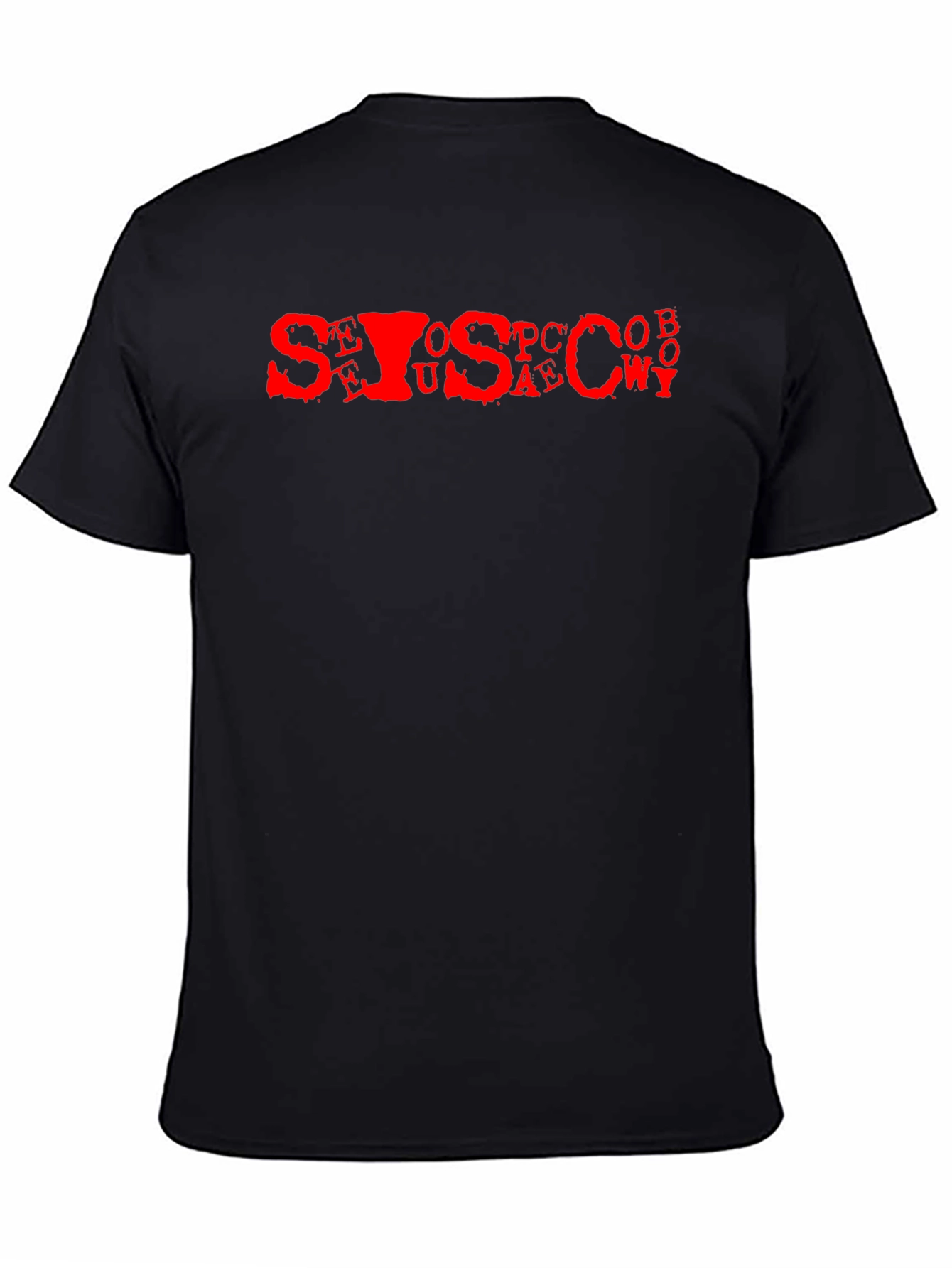 Mens Black Tee with Red Letter Graphic