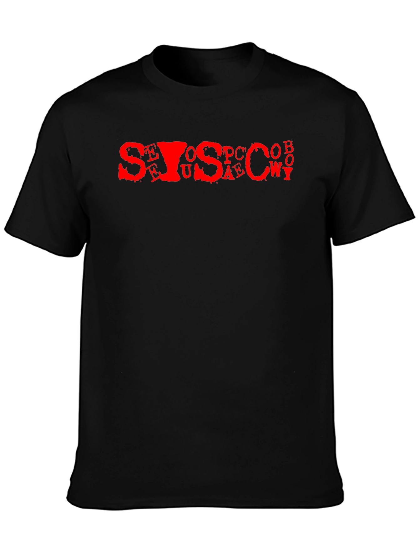 Mens Black Tee with Red Letter Graphic