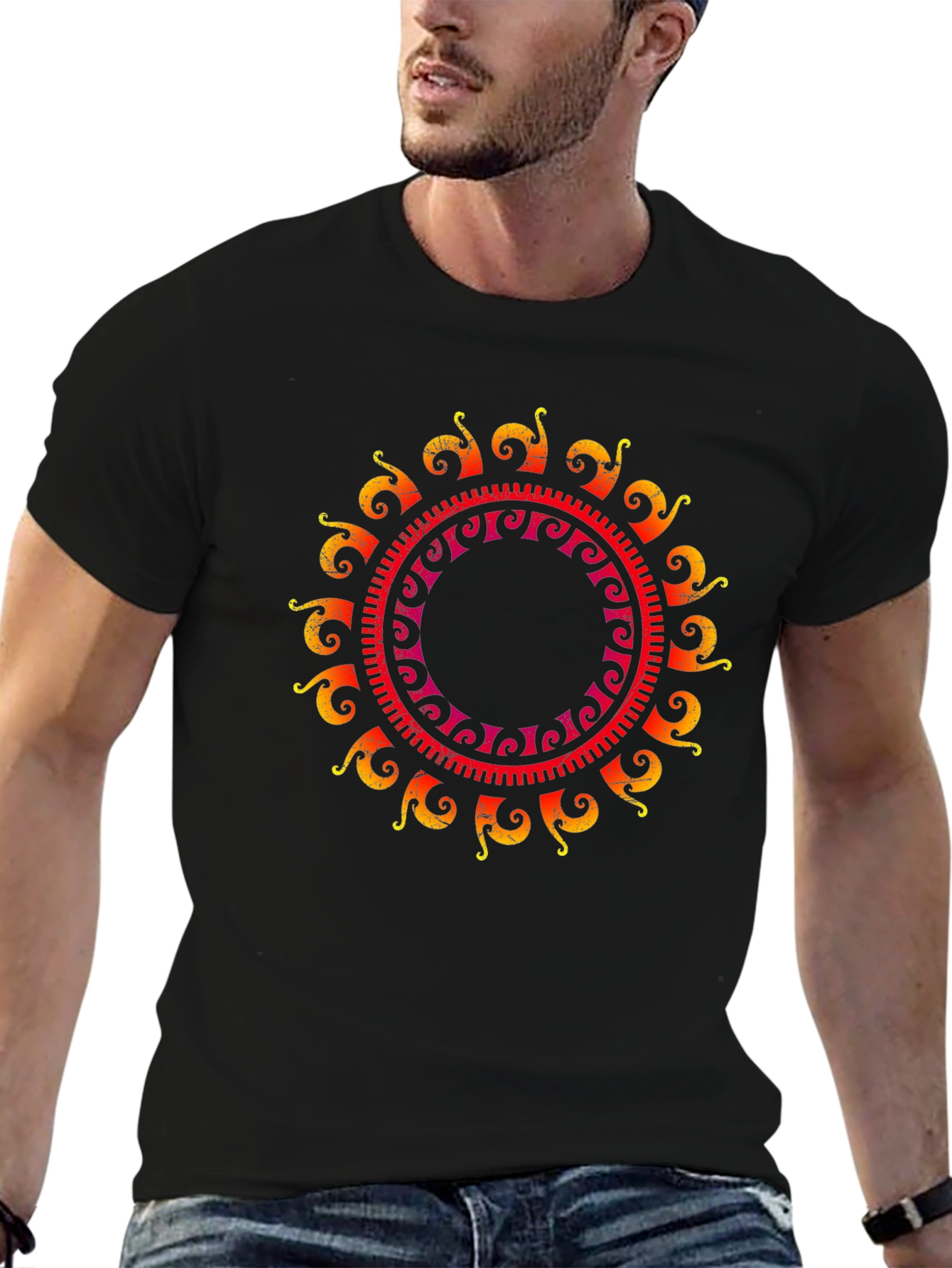 Sun Mandala Graphic Tee - Black