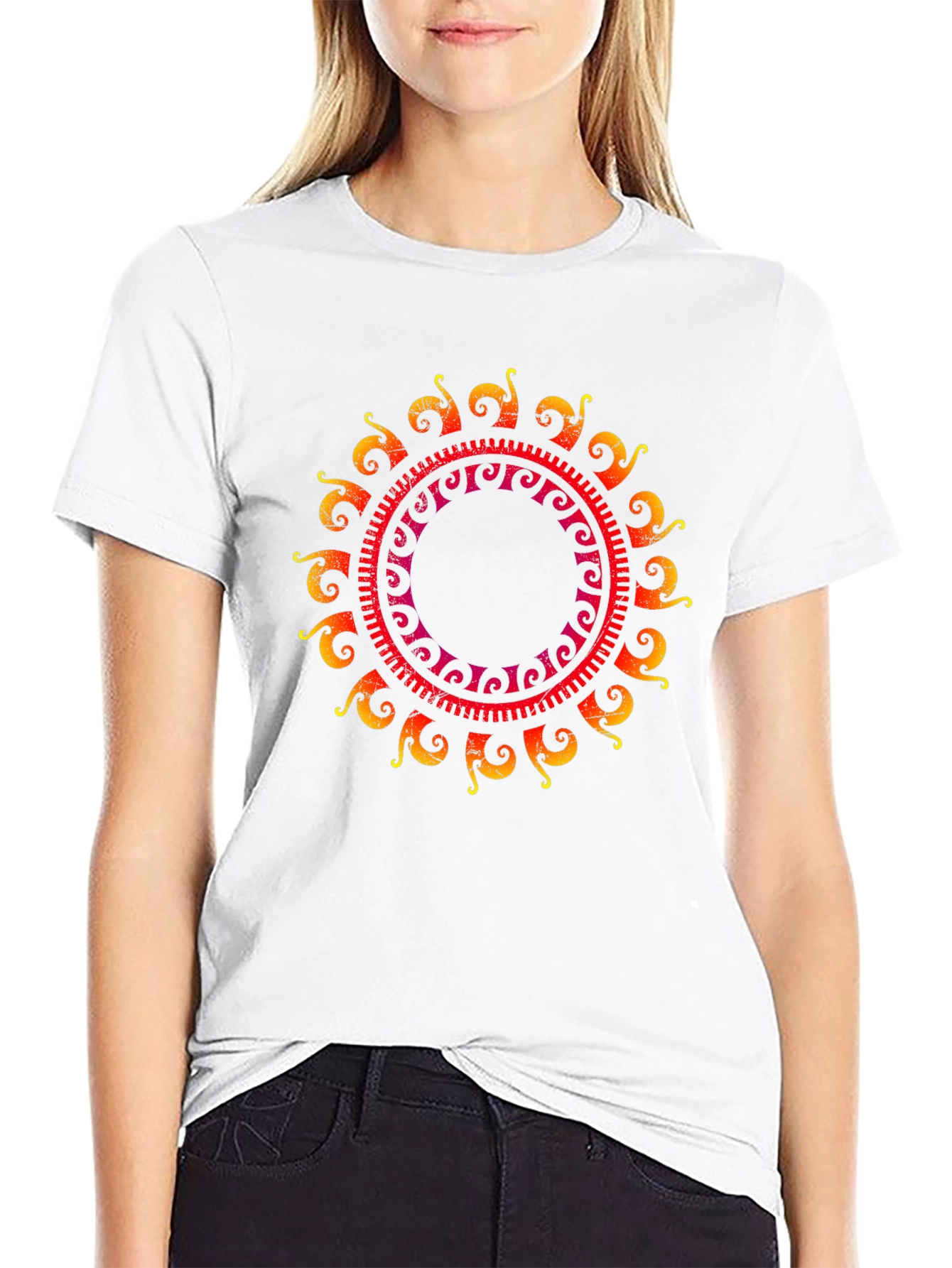 Sun Mandala Graphic Tee - Black