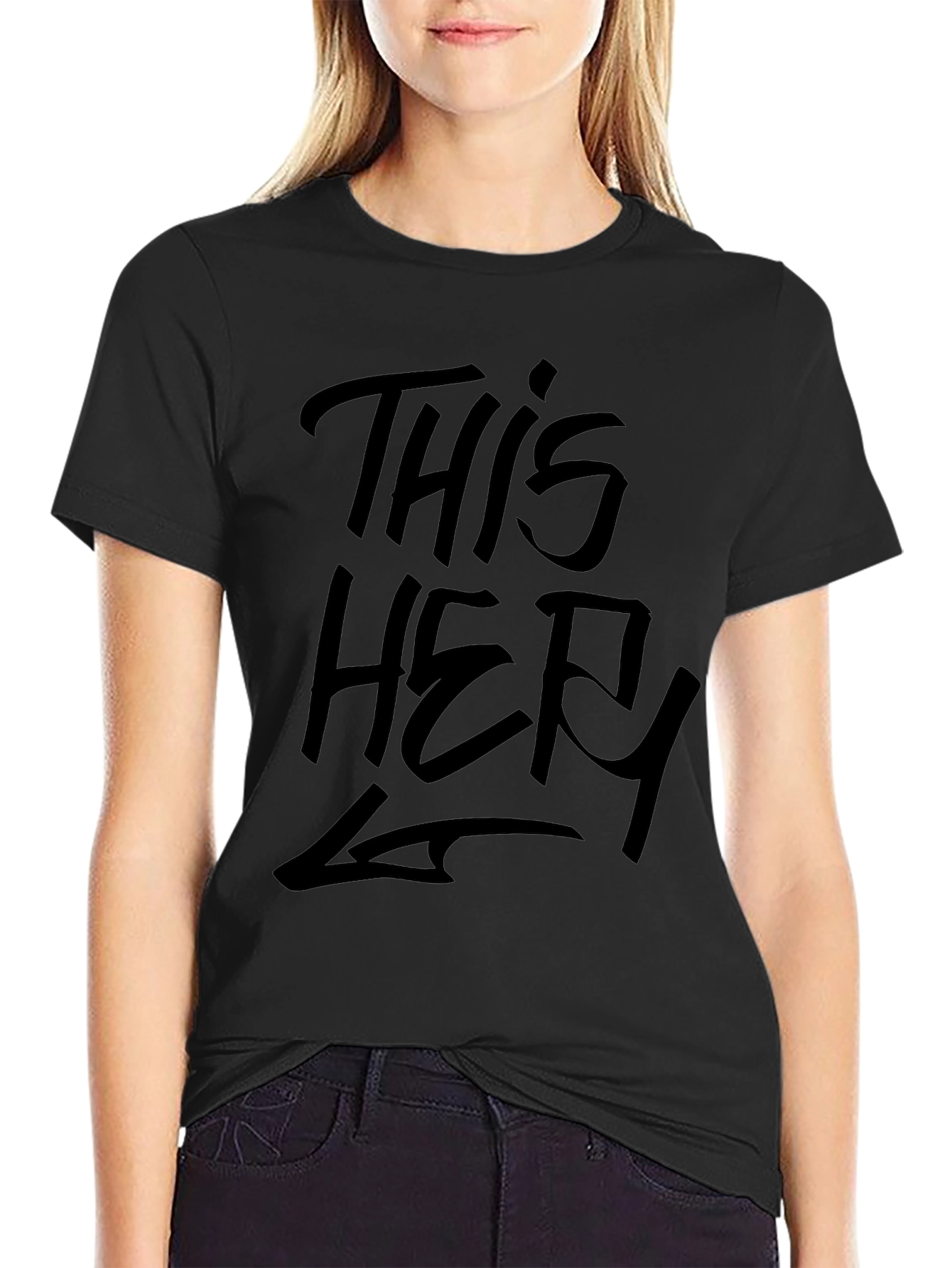 Mens Black Graphic Tee - This Here Design