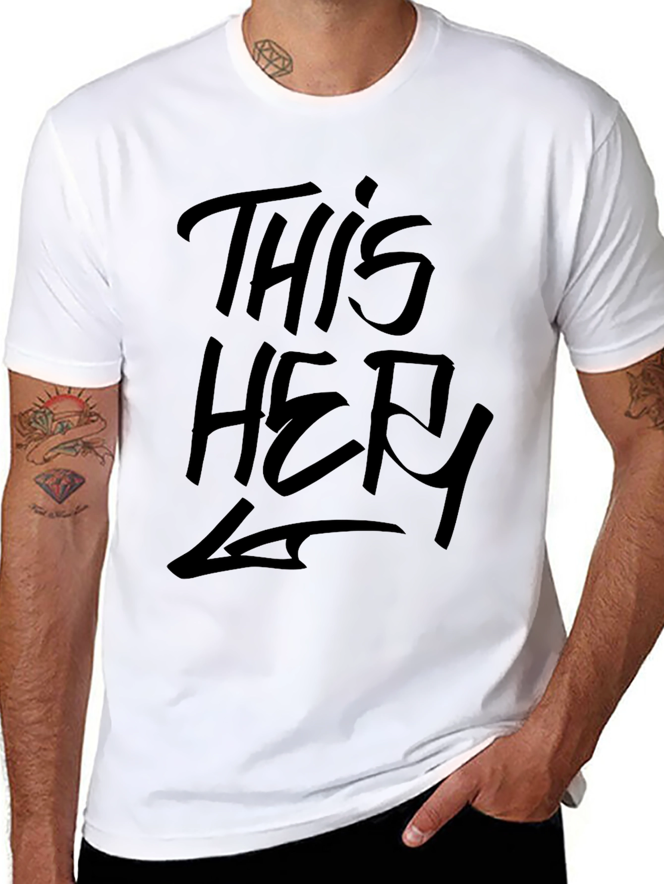 Mens Black Graphic Tee - This Here Design
