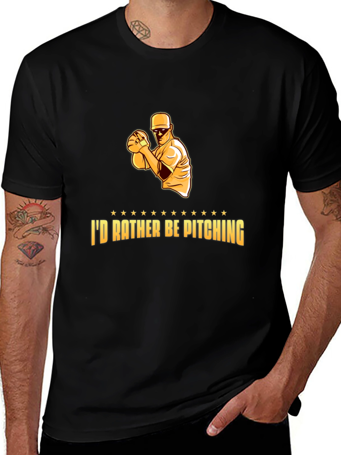 Pitching Baseball T-Shirt - Id Rather Be Pitching