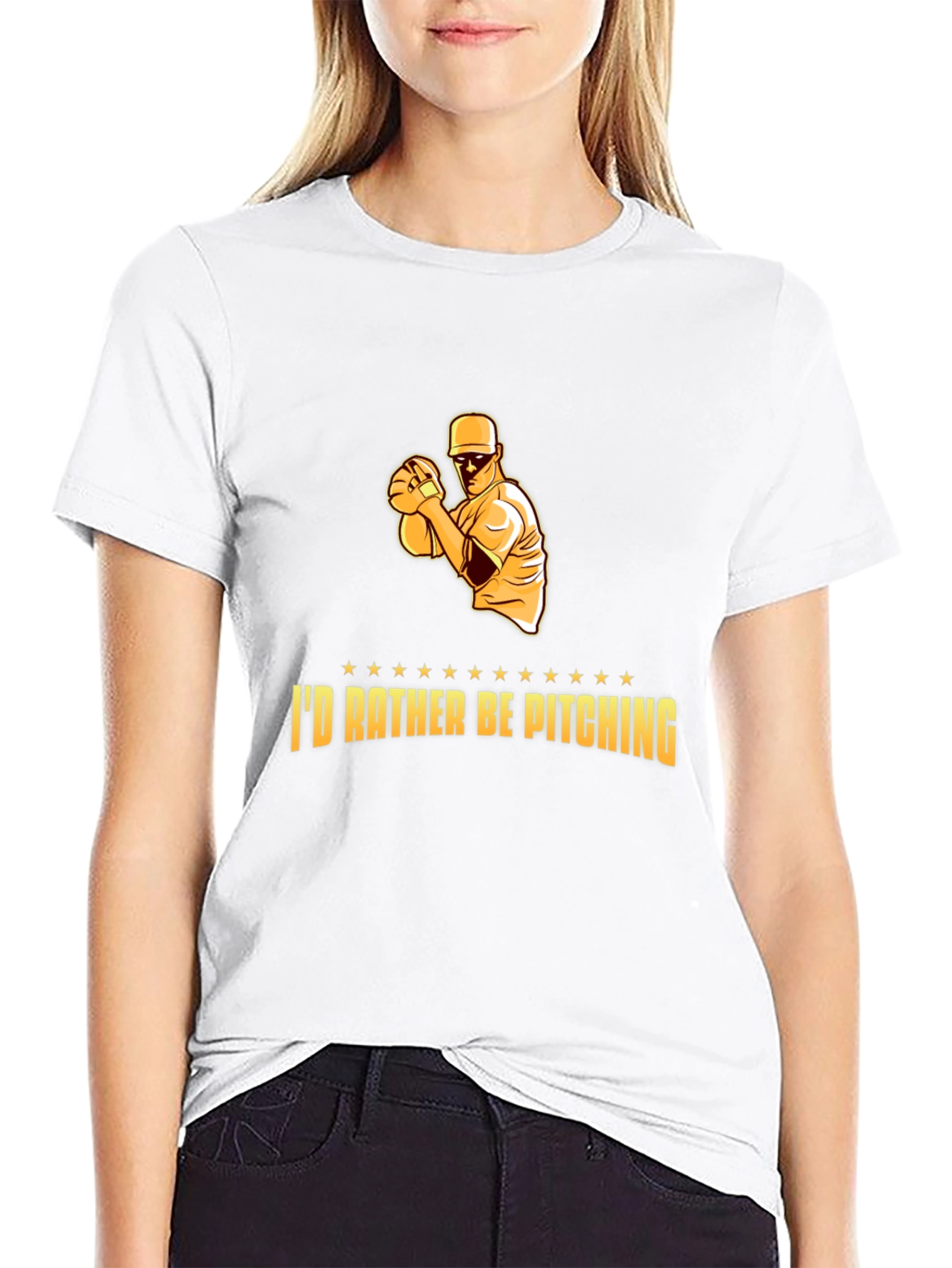 Pitching Baseball T-Shirt - Id Rather Be Pitching
