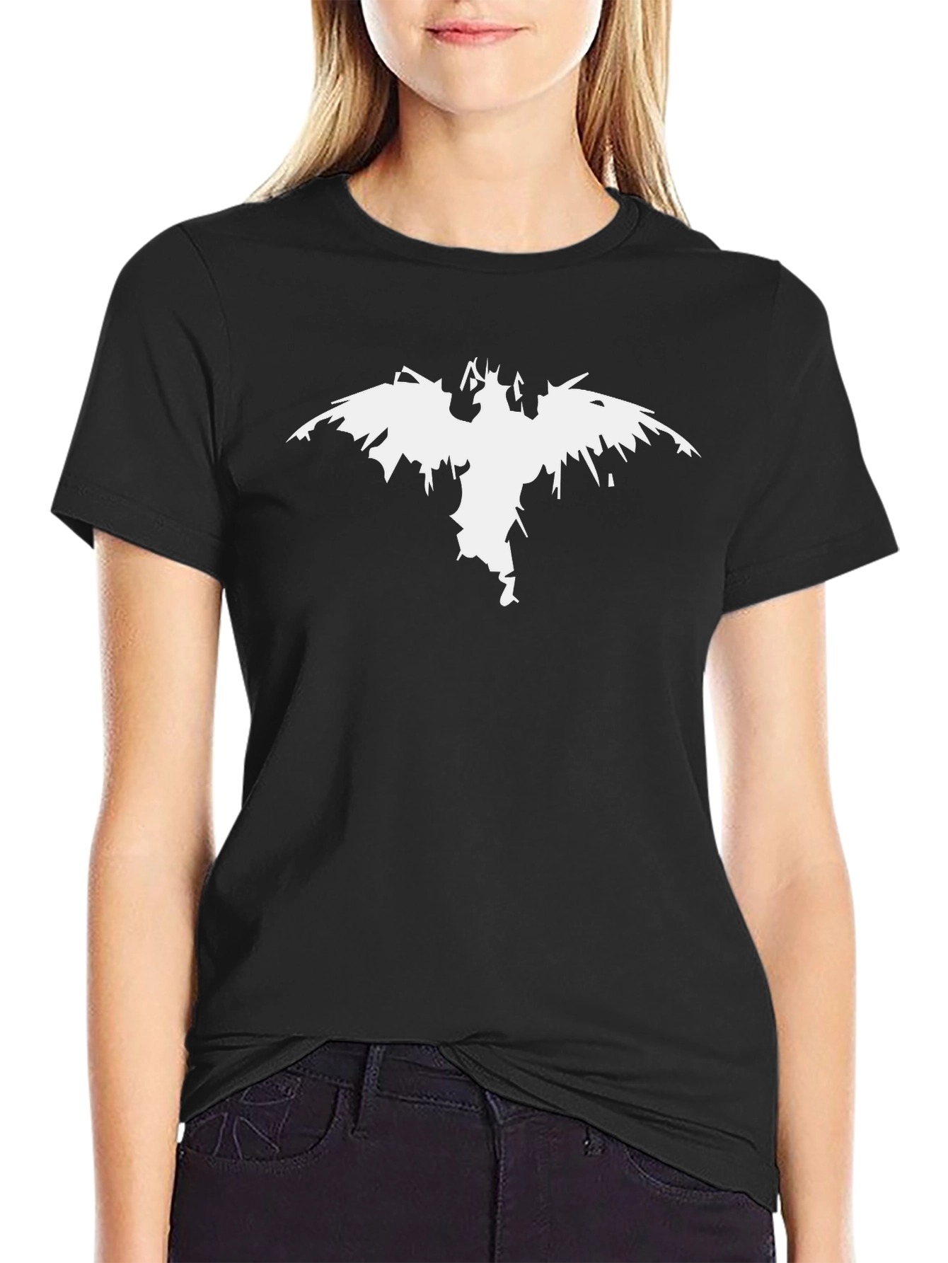 Mens Black T-shirt with White Graphic