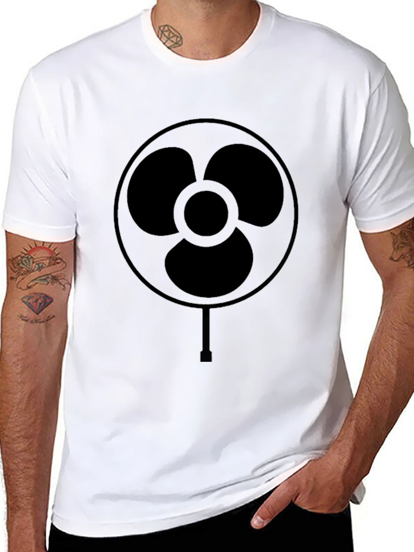 Minimalist Fan Graphic Black T-Shirt