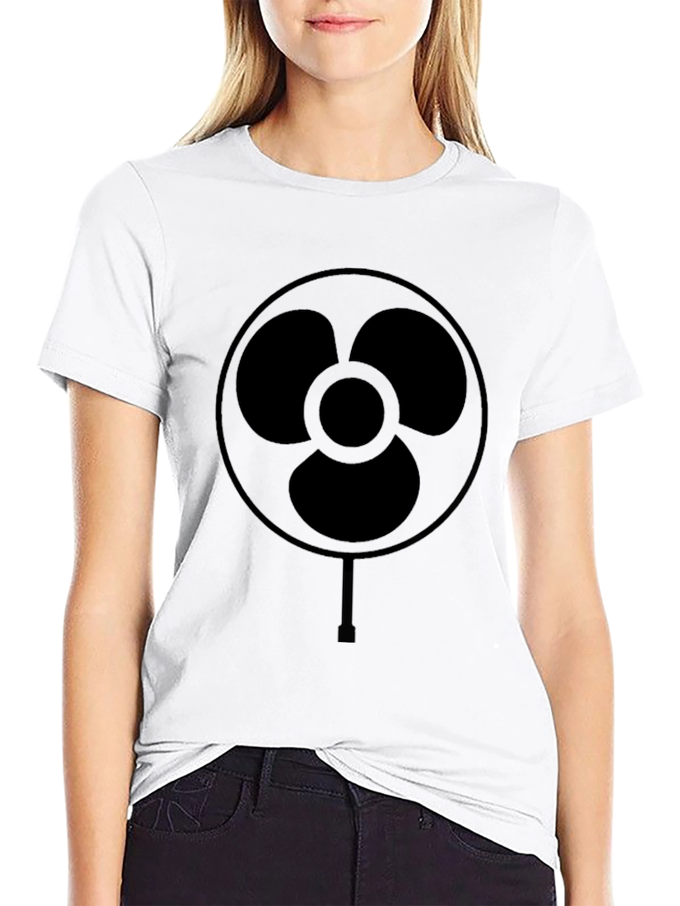 Minimalist Fan Graphic Black T-Shirt