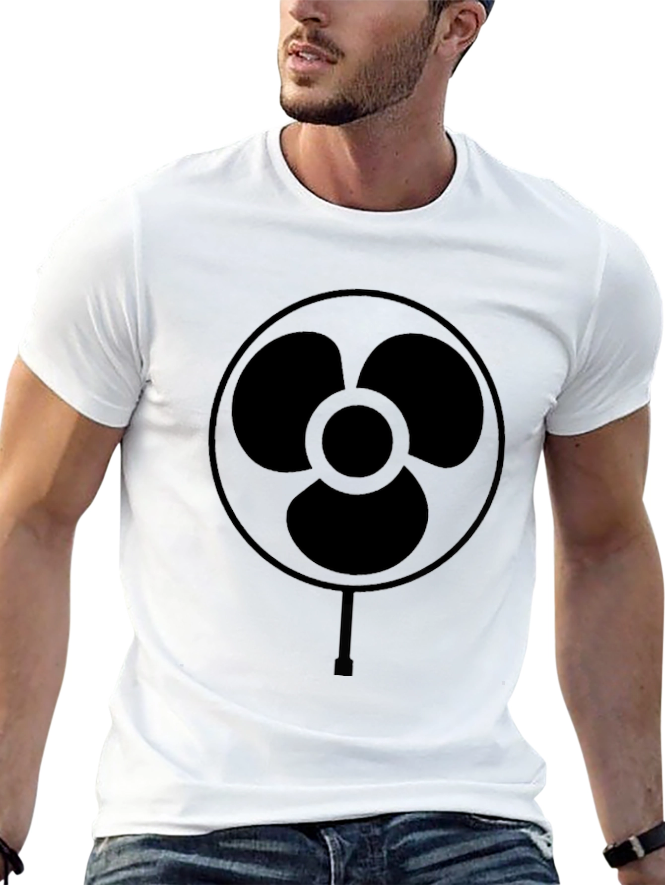 Minimalist Fan Graphic Black T-Shirt