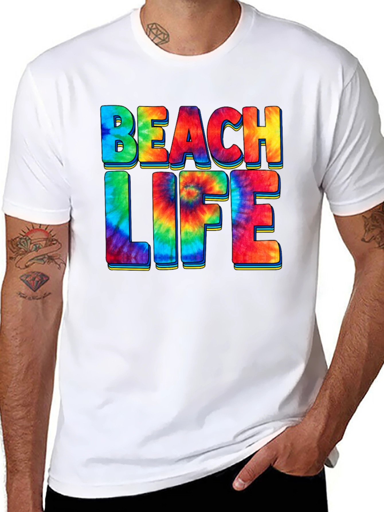Beach Life Tie Dye Graphic T-Shirt