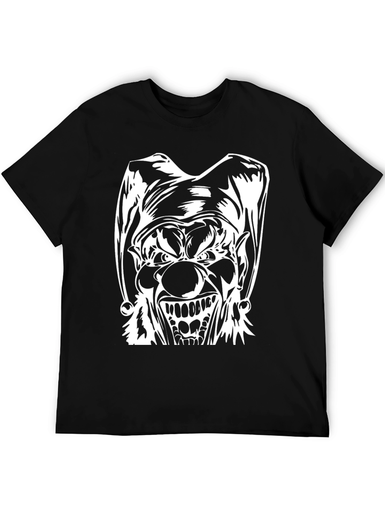Mens Black T-Shirt with Evil Clown Graphic