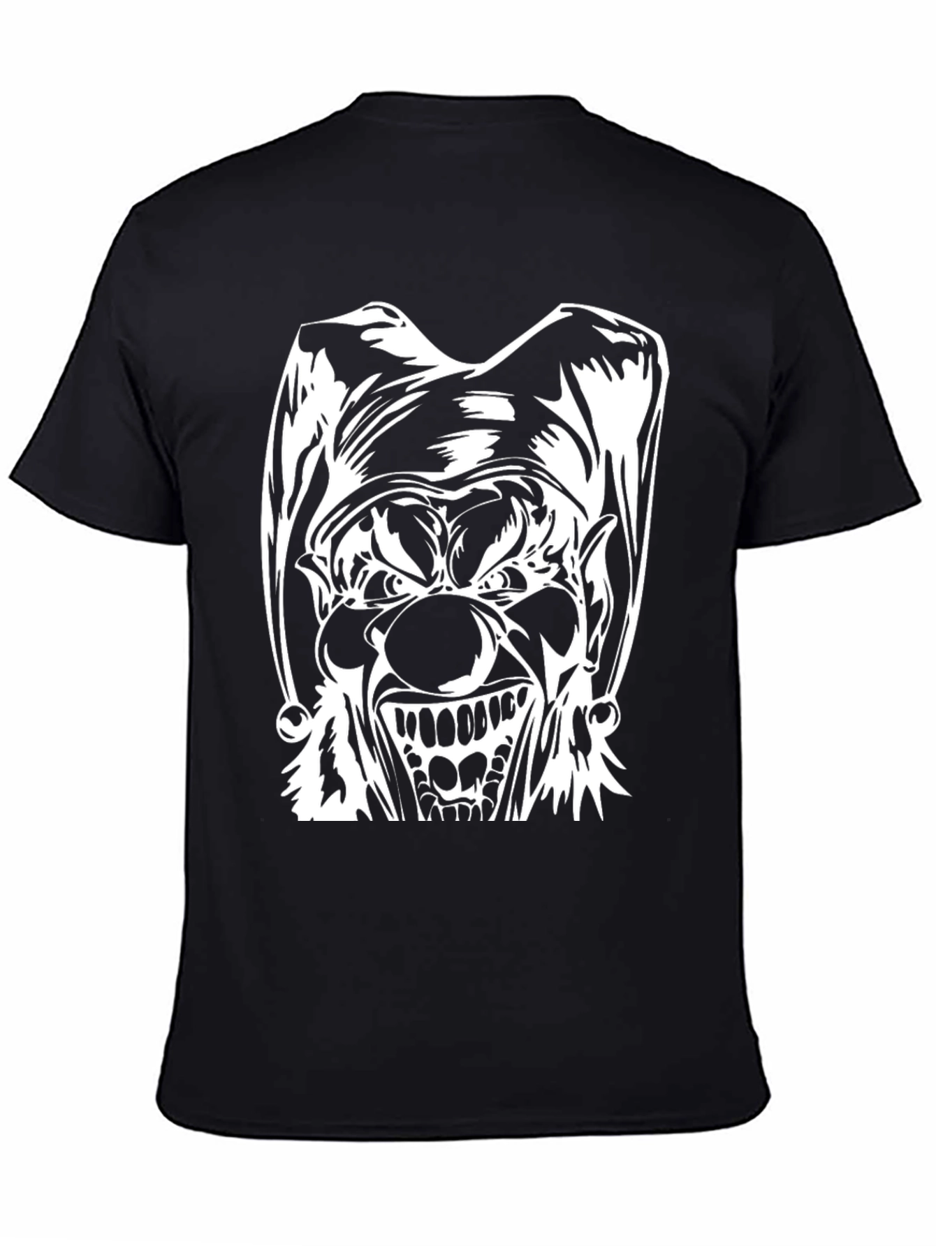 Mens Black T-Shirt with Evil Clown Graphic