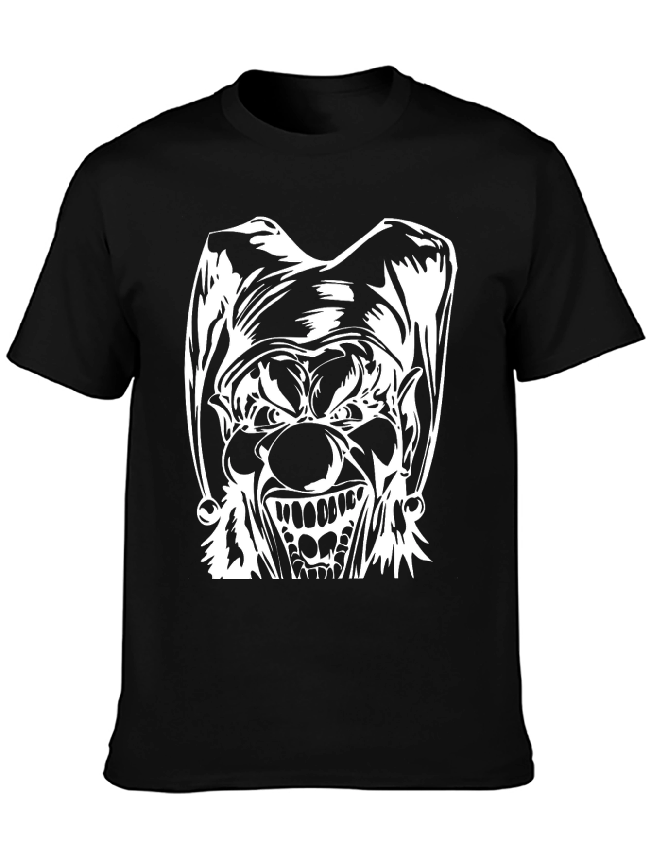 Mens Black T-Shirt with Evil Clown Graphic