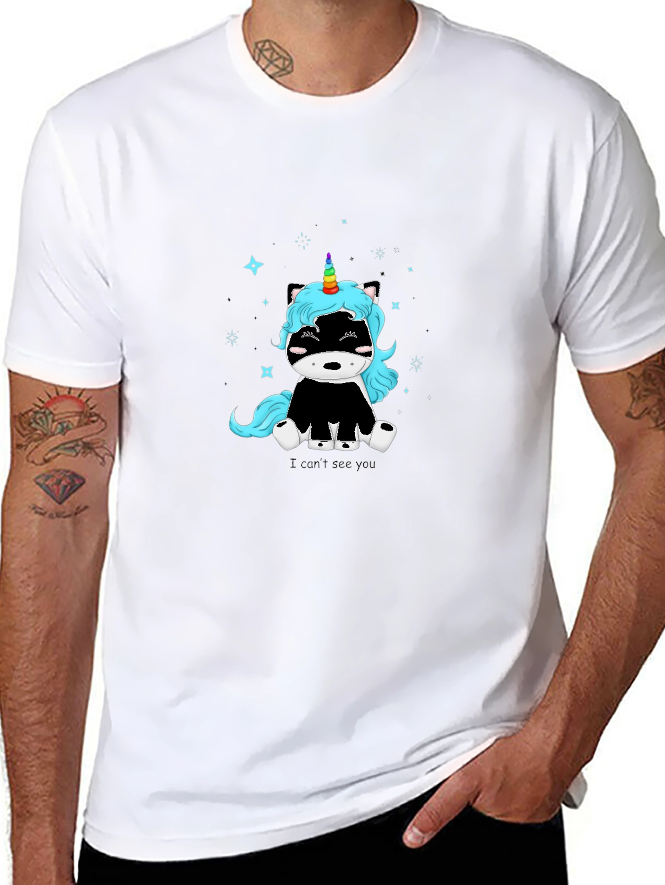 Unicorn Skunk Graphic T-Shirt - Black
