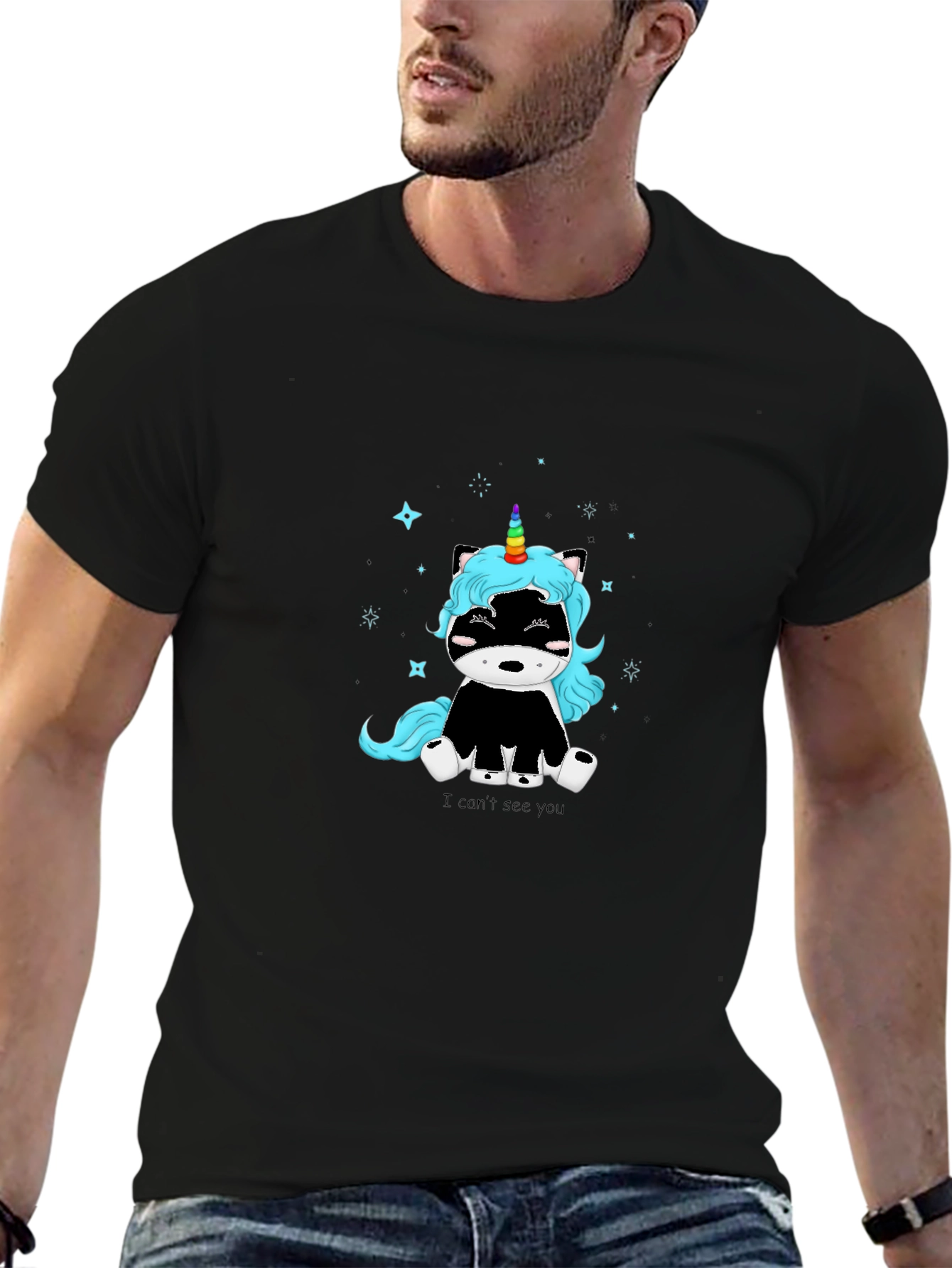 Unicorn Skunk Graphic T-Shirt - Black