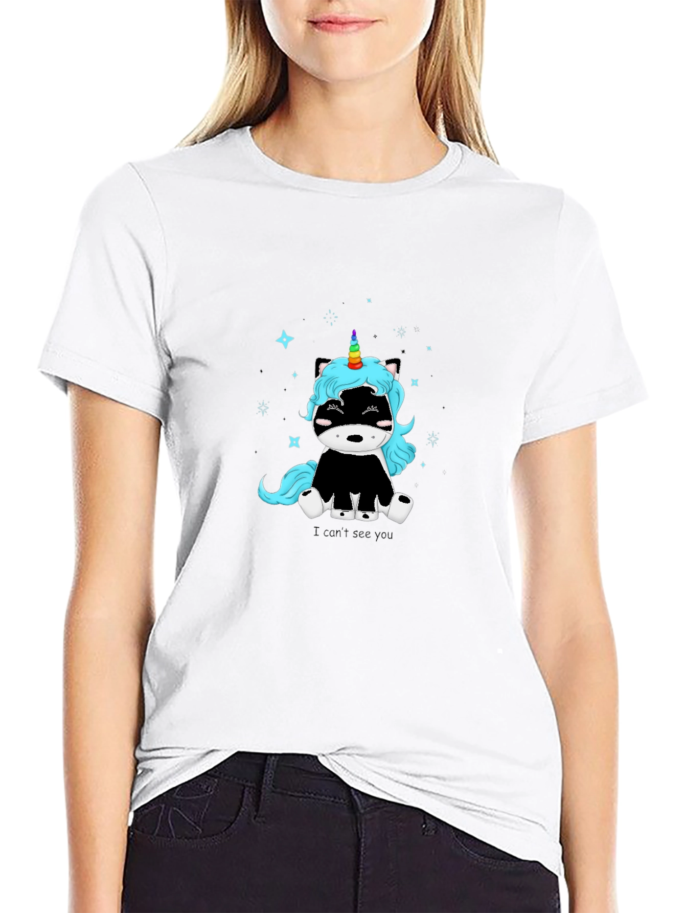 Unicorn Skunk Graphic T-Shirt - Black