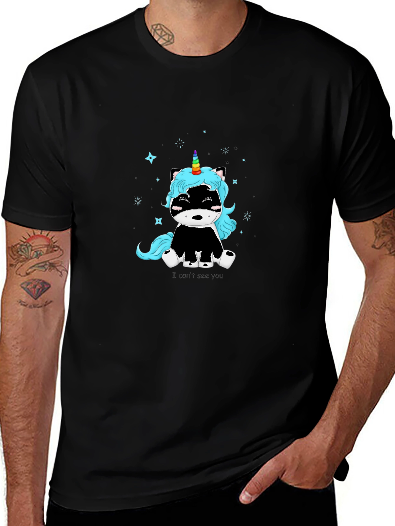 Unicorn Skunk Graphic T-Shirt - Black
