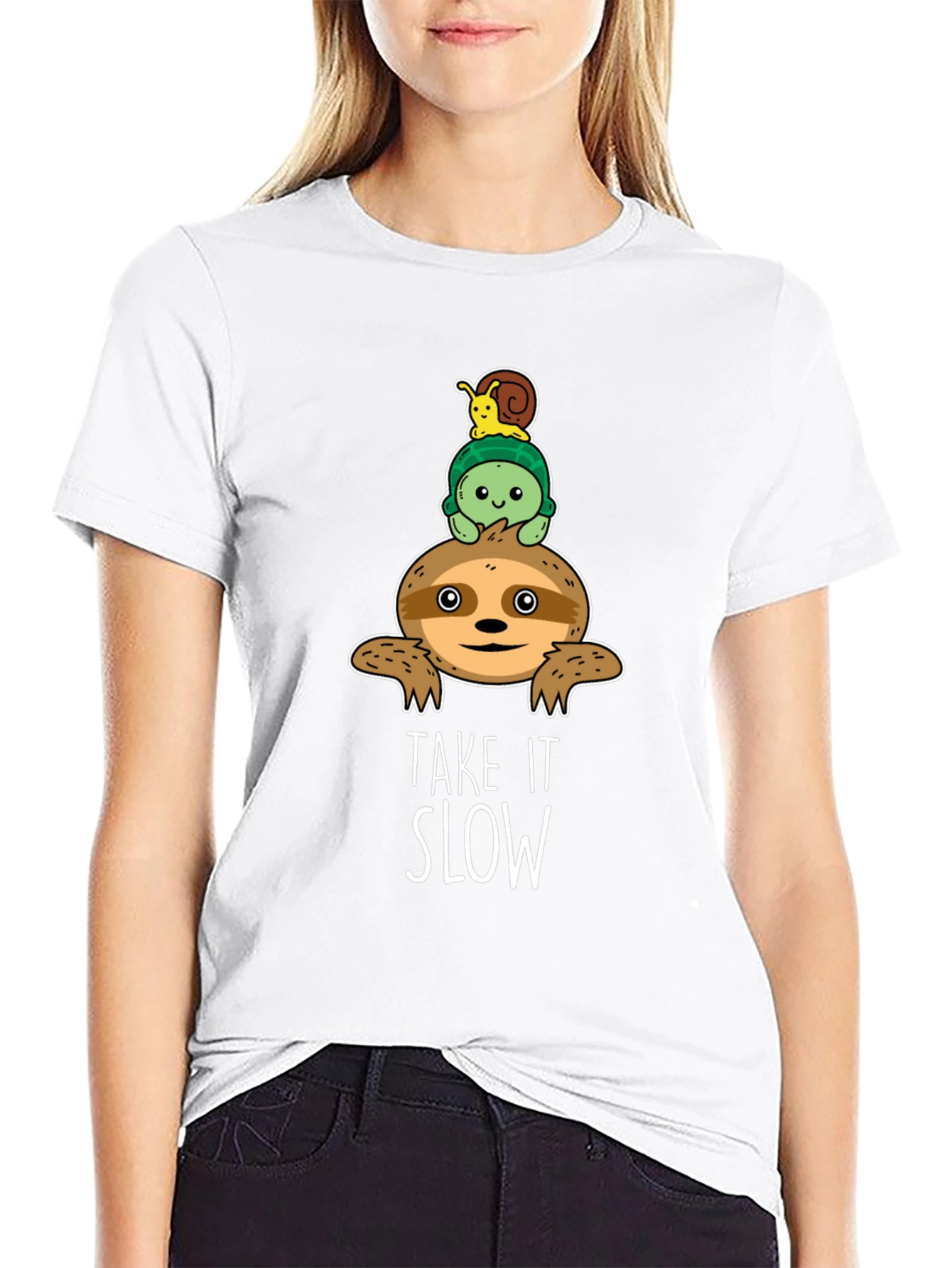 Take It Slow Sloth Turtle and Snail Graphic T-Shirt