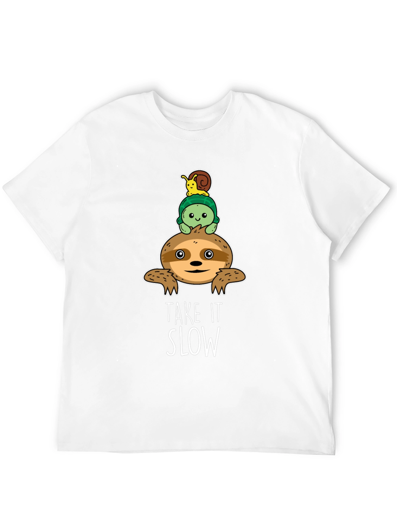 Take It Slow Sloth Turtle and Snail Graphic T-Shirt