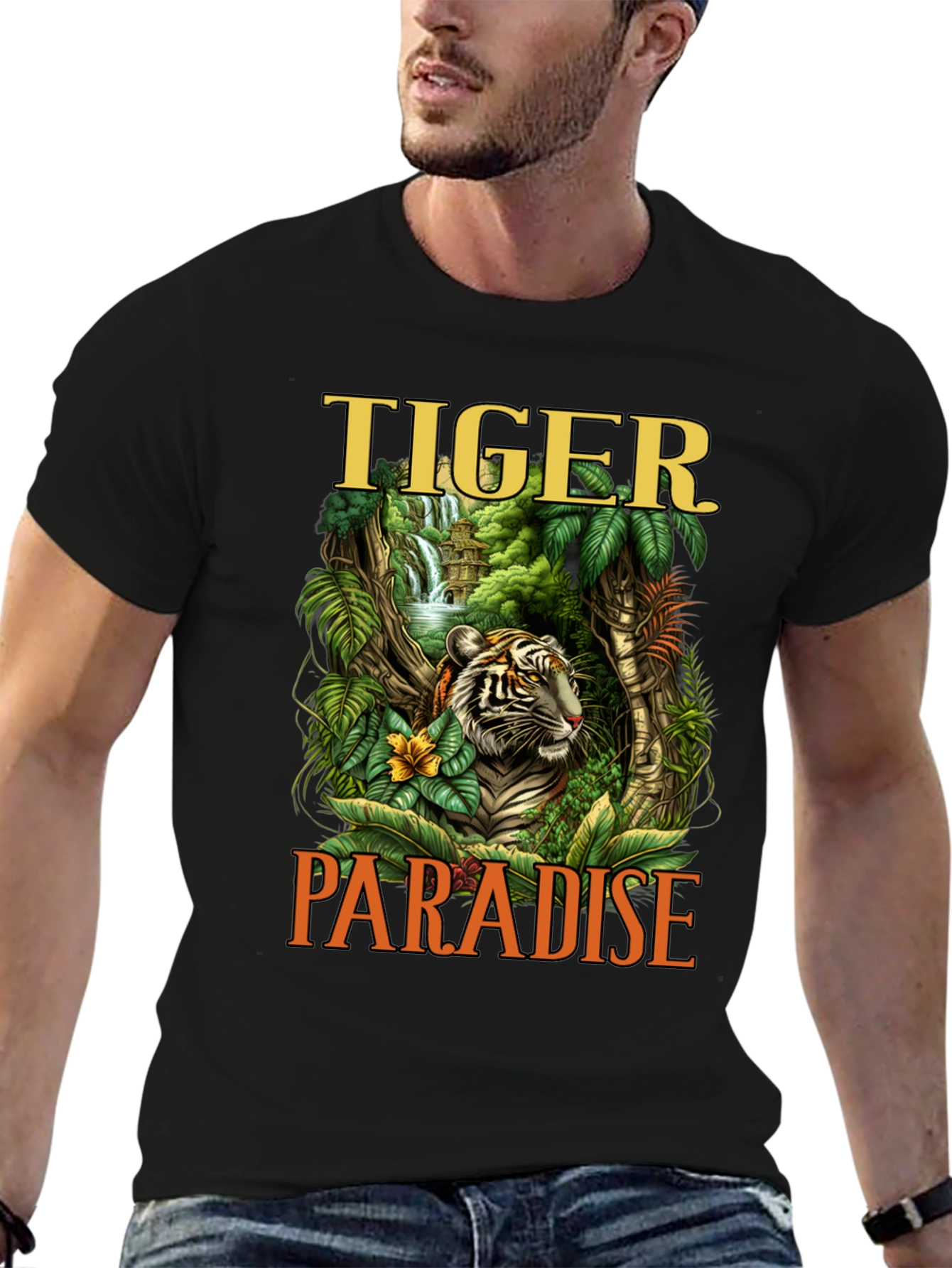 Tiger Paradise Graphic Print Mens T-Shirt