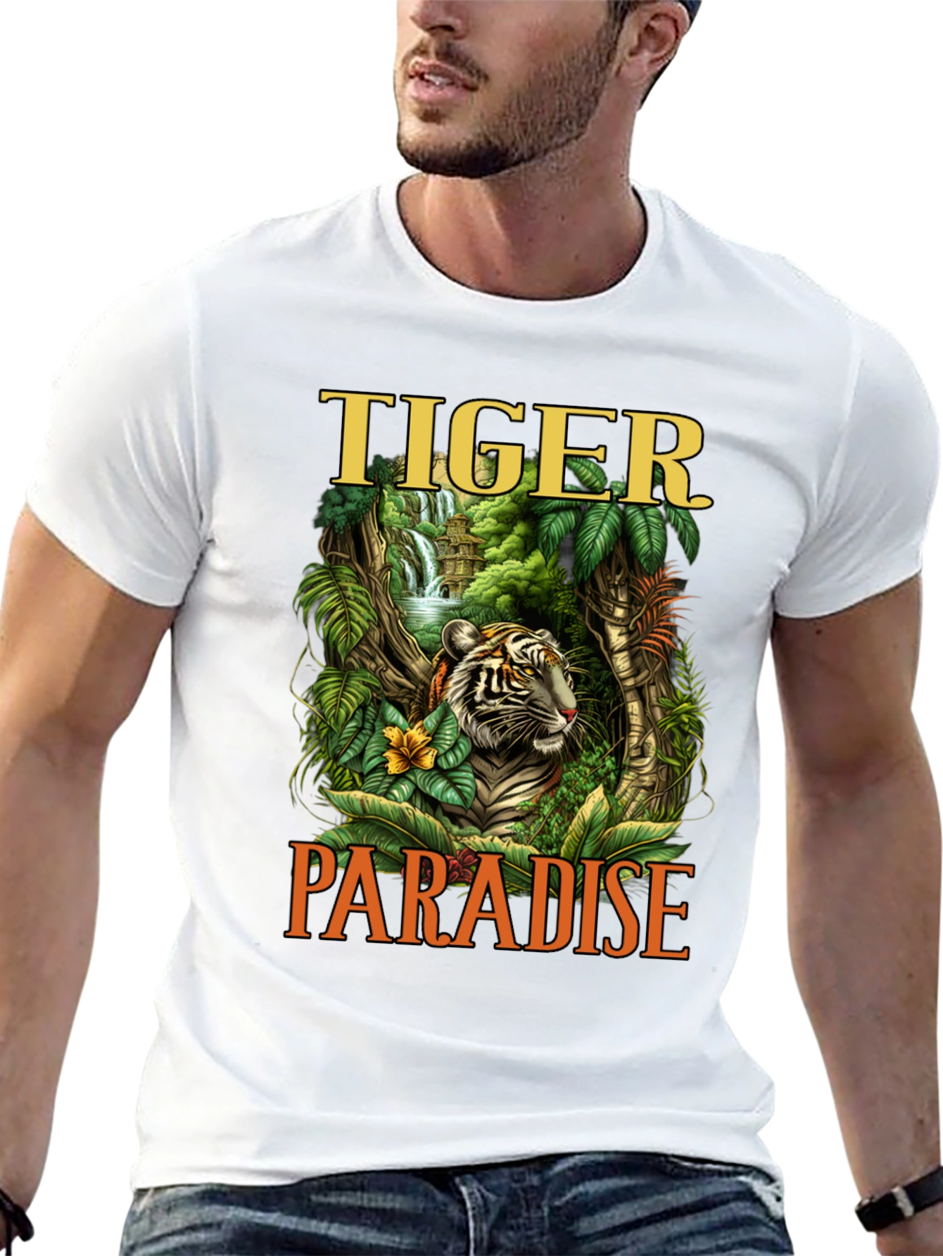 Tiger Paradise Graphic Print Mens T-Shirt
