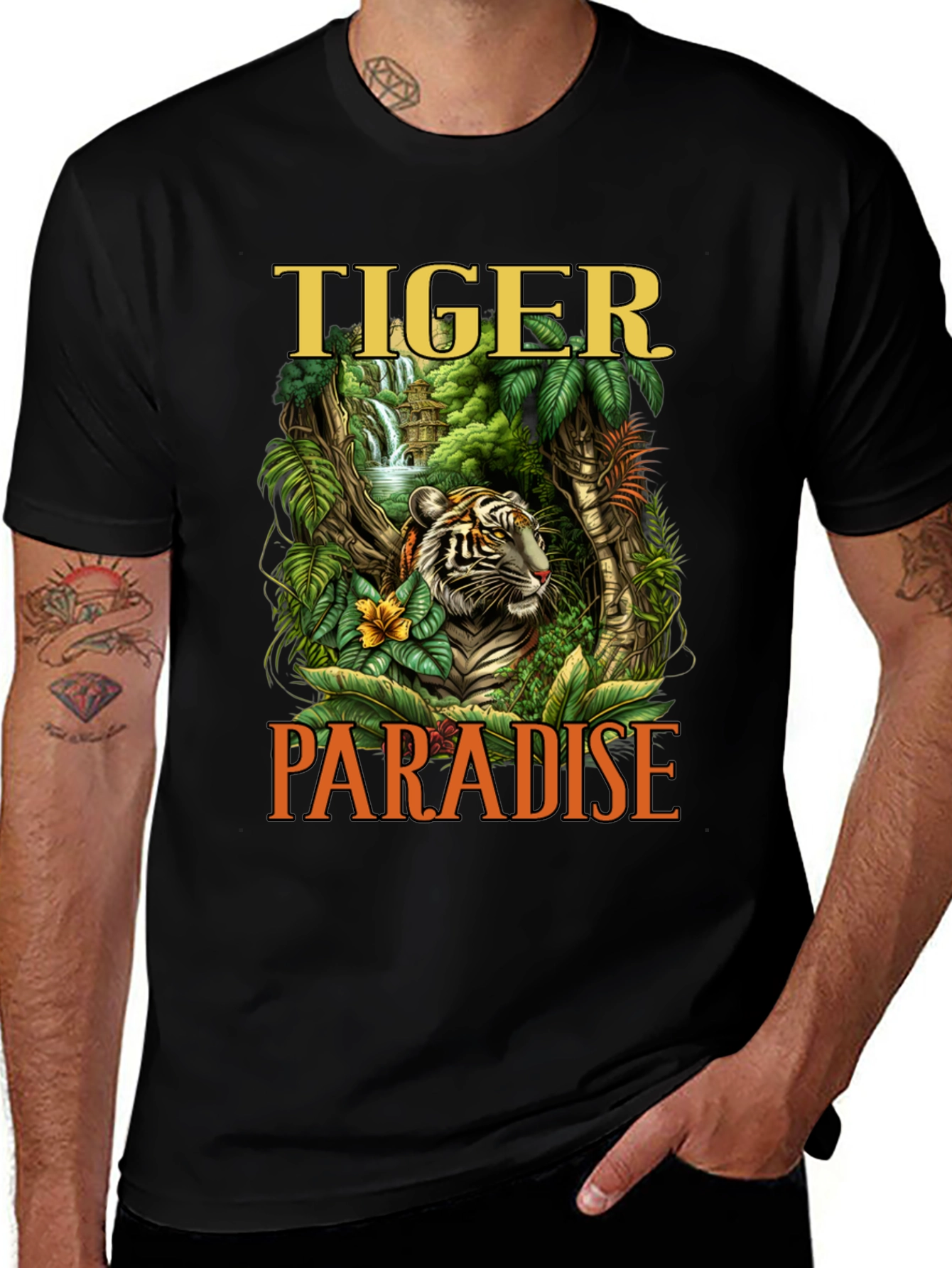 Tiger Paradise Graphic Print Mens T-Shirt