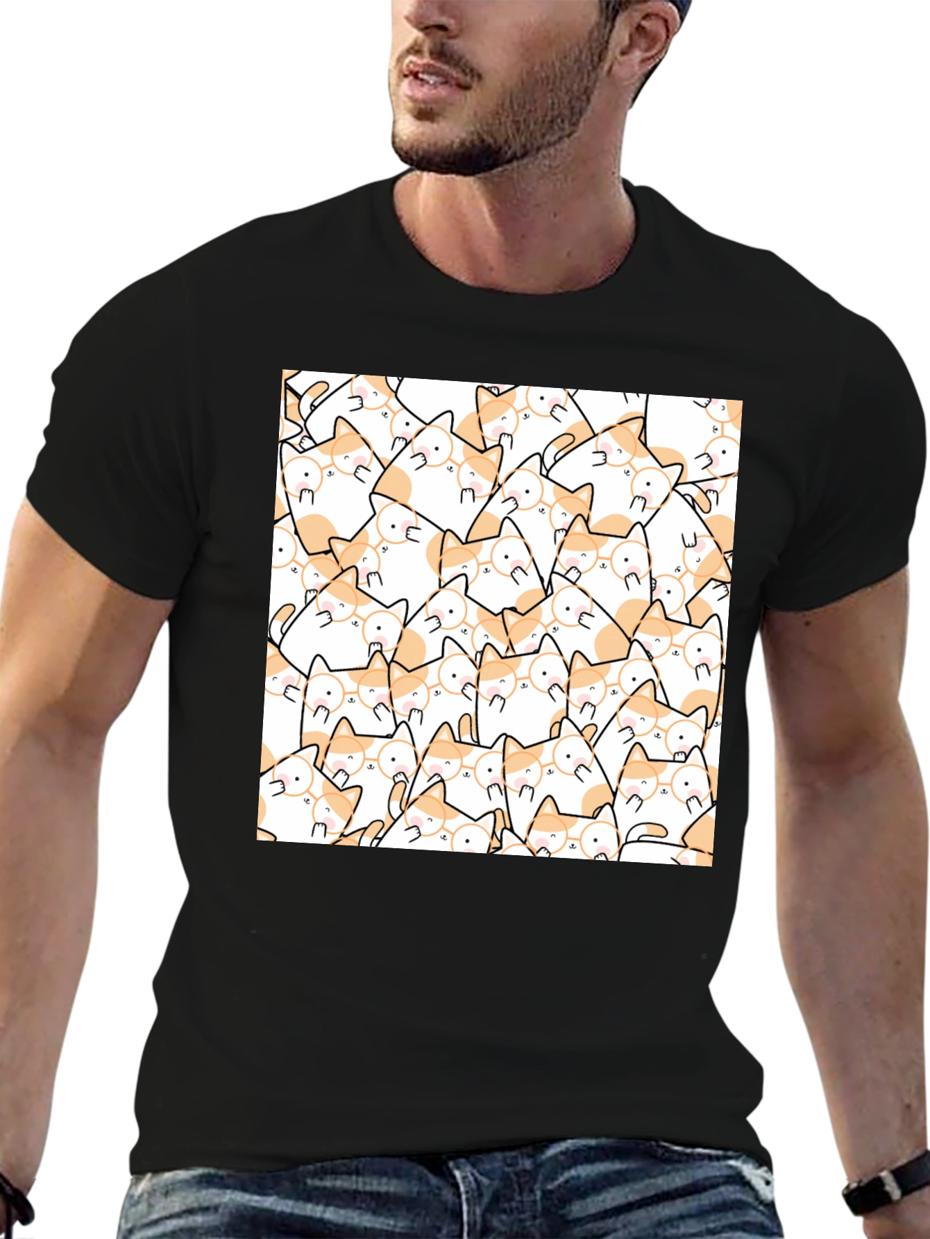 Cat Lovers T-Shirt - Cute Feline Pattern Tee
