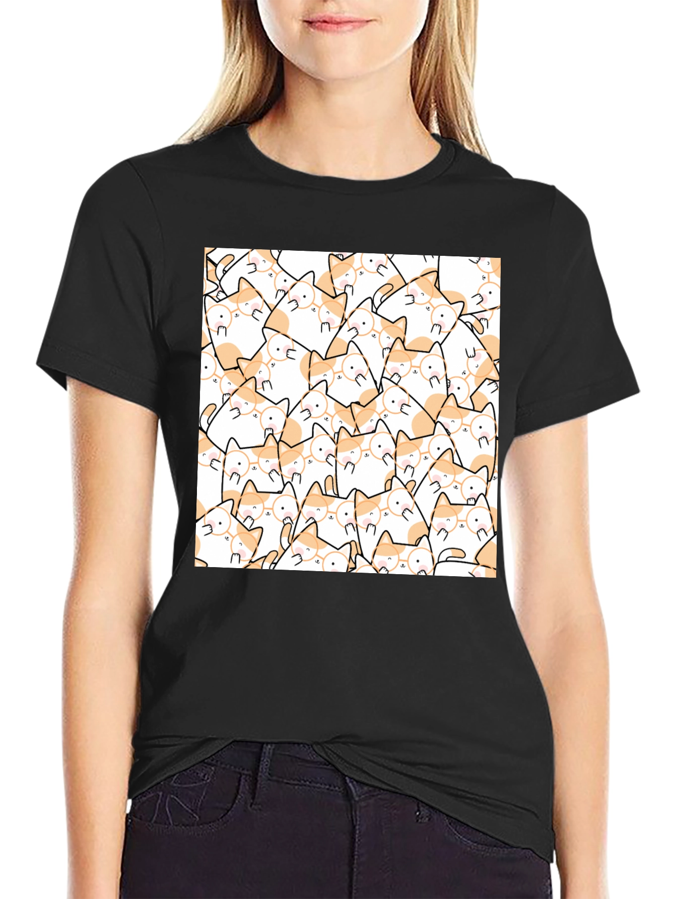 Cat Lovers T-Shirt - Cute Feline Pattern Tee