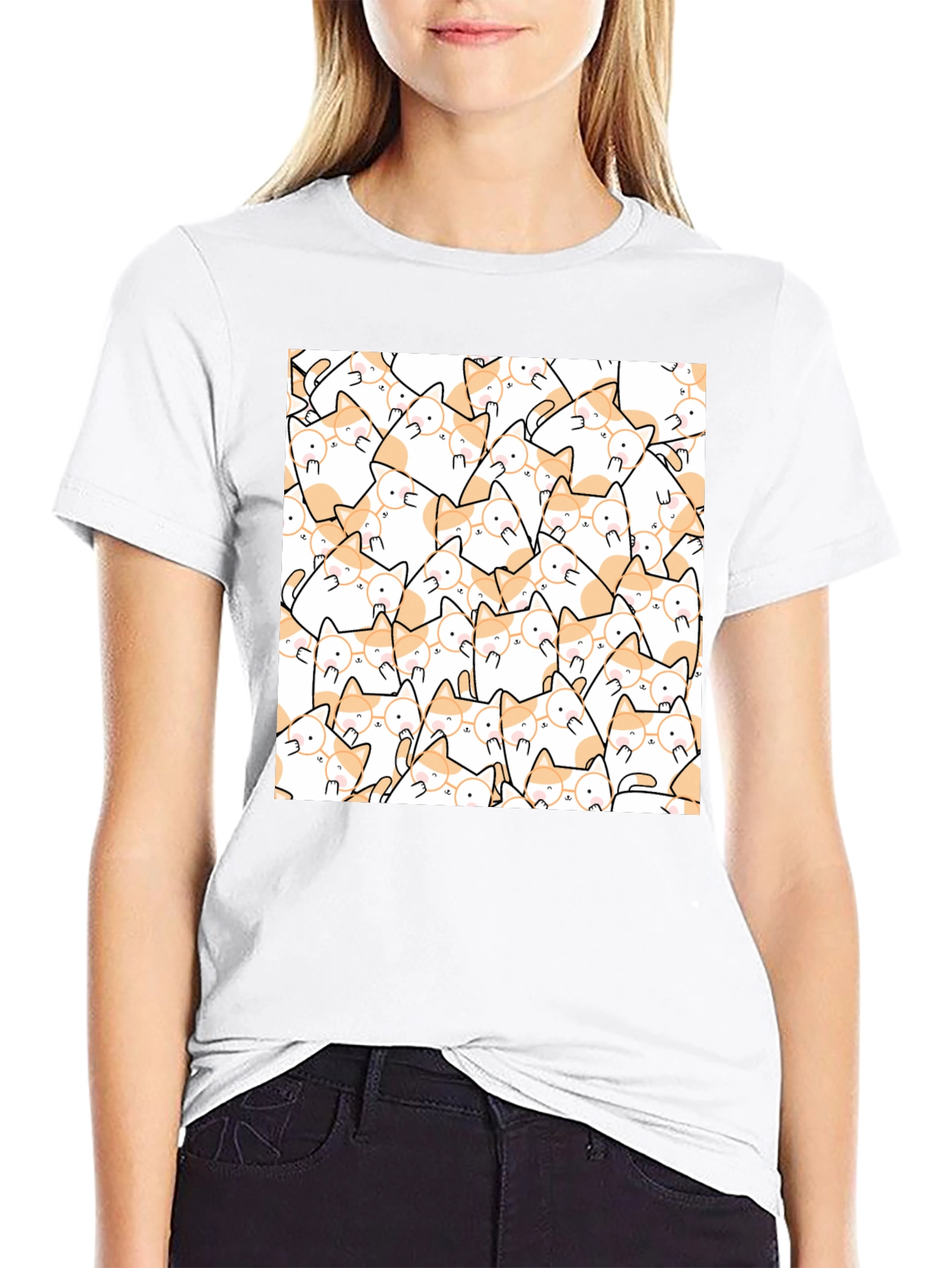 Cat Lovers T-Shirt - Cute Feline Pattern Tee