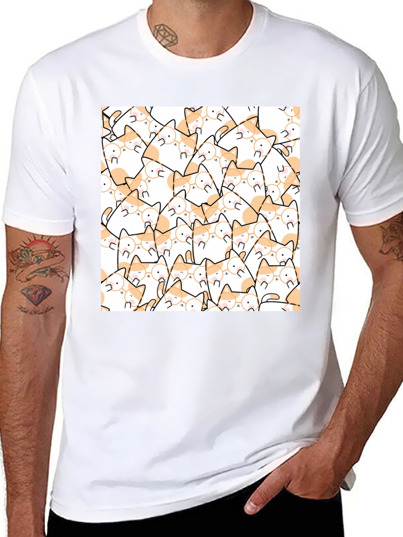 Cat Lovers T-Shirt - Cute Feline Pattern Tee