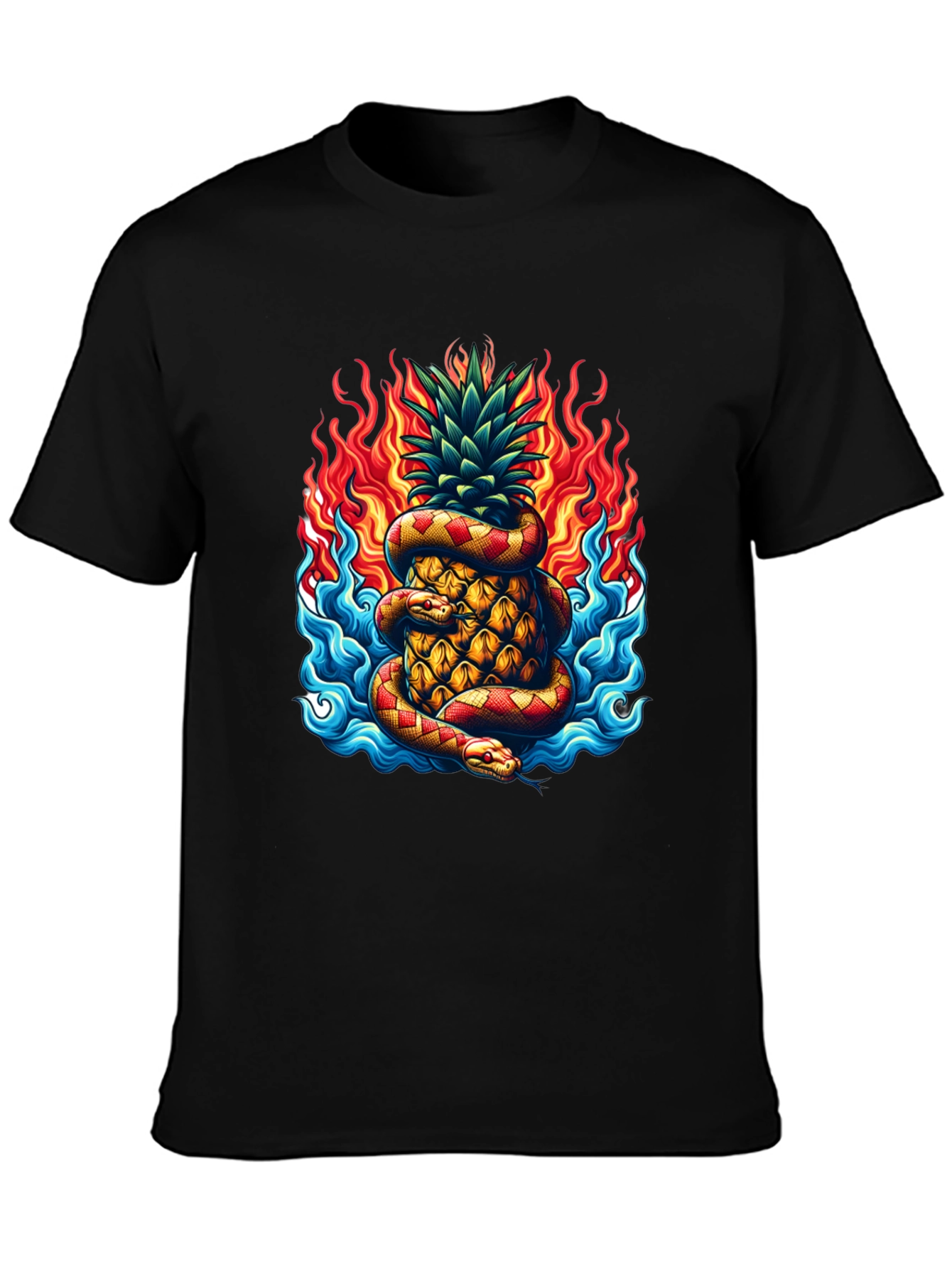 Pineapple & Snake Graphic Tee - Fiery Design