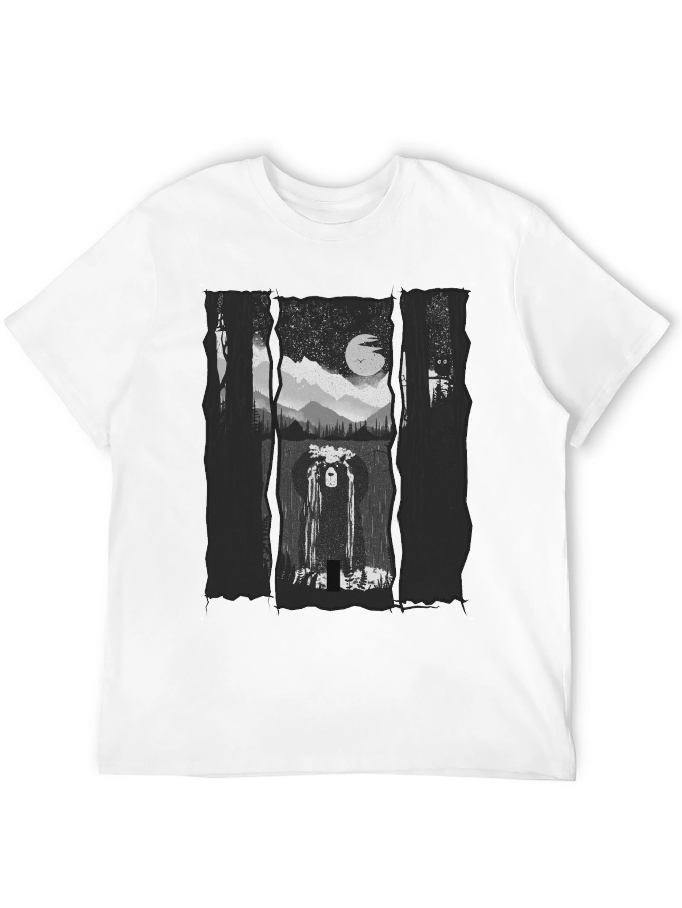 Mystic Forest Bear Graphic Tee - Black