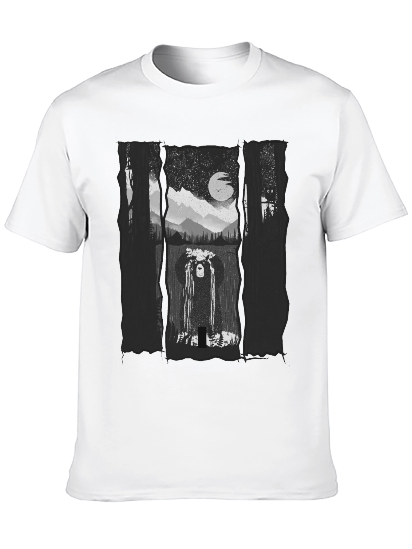 Mystic Forest Bear Graphic Tee - Black