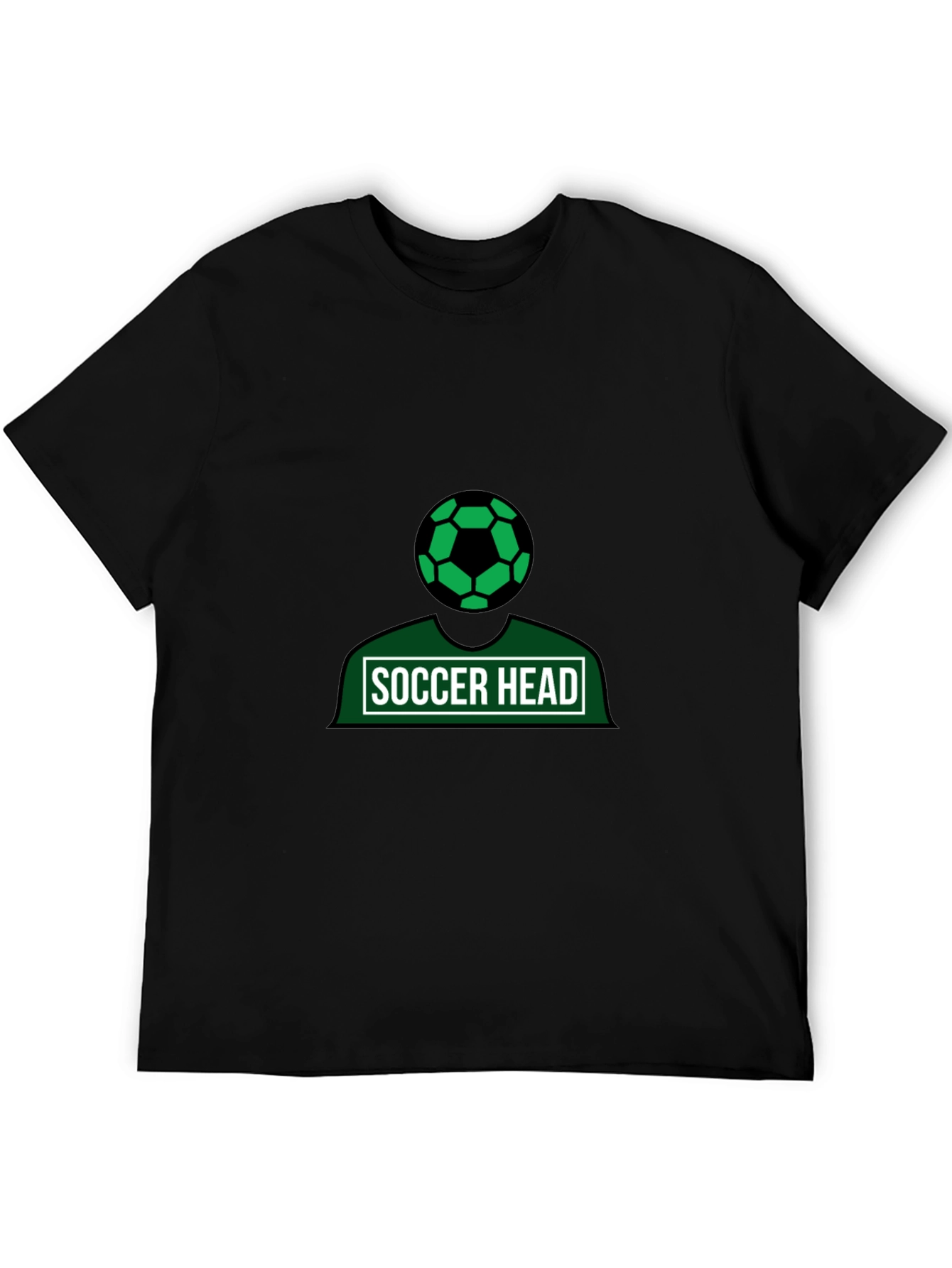 Soccer Head Graphic Tee - Black Cotton Shirt