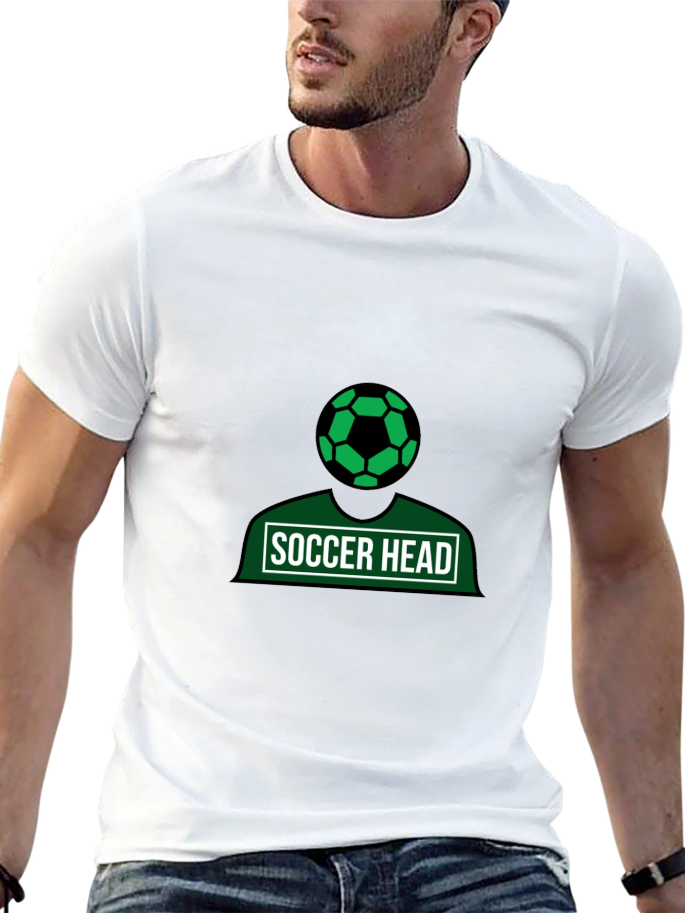 Soccer Head Graphic Tee - Black Cotton Shirt