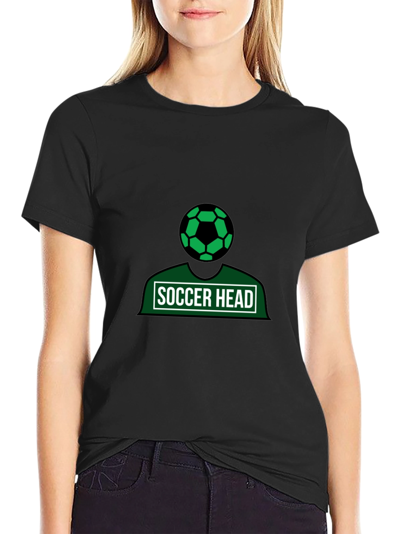 Soccer Head Graphic Tee - Black Cotton Shirt