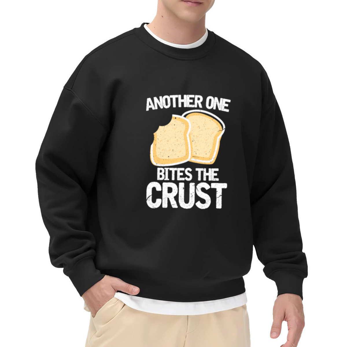 ANOTHER ONE BITES THE CRUST - Funny Pizza Pun Graphic ԲÁìÎÀÒÂ | Unisex Pullover Sweatshirt