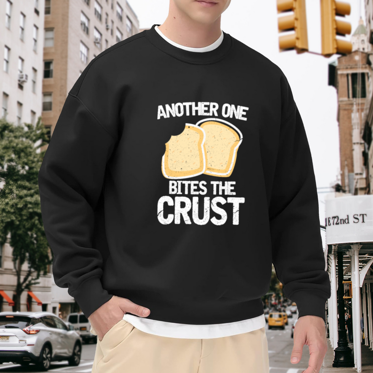 ANOTHER ONE BITES THE CRUST - Funny Pizza Pun Graphic ԲÁìÎÀÒÂ | Unisex Pullover Sweatshirt