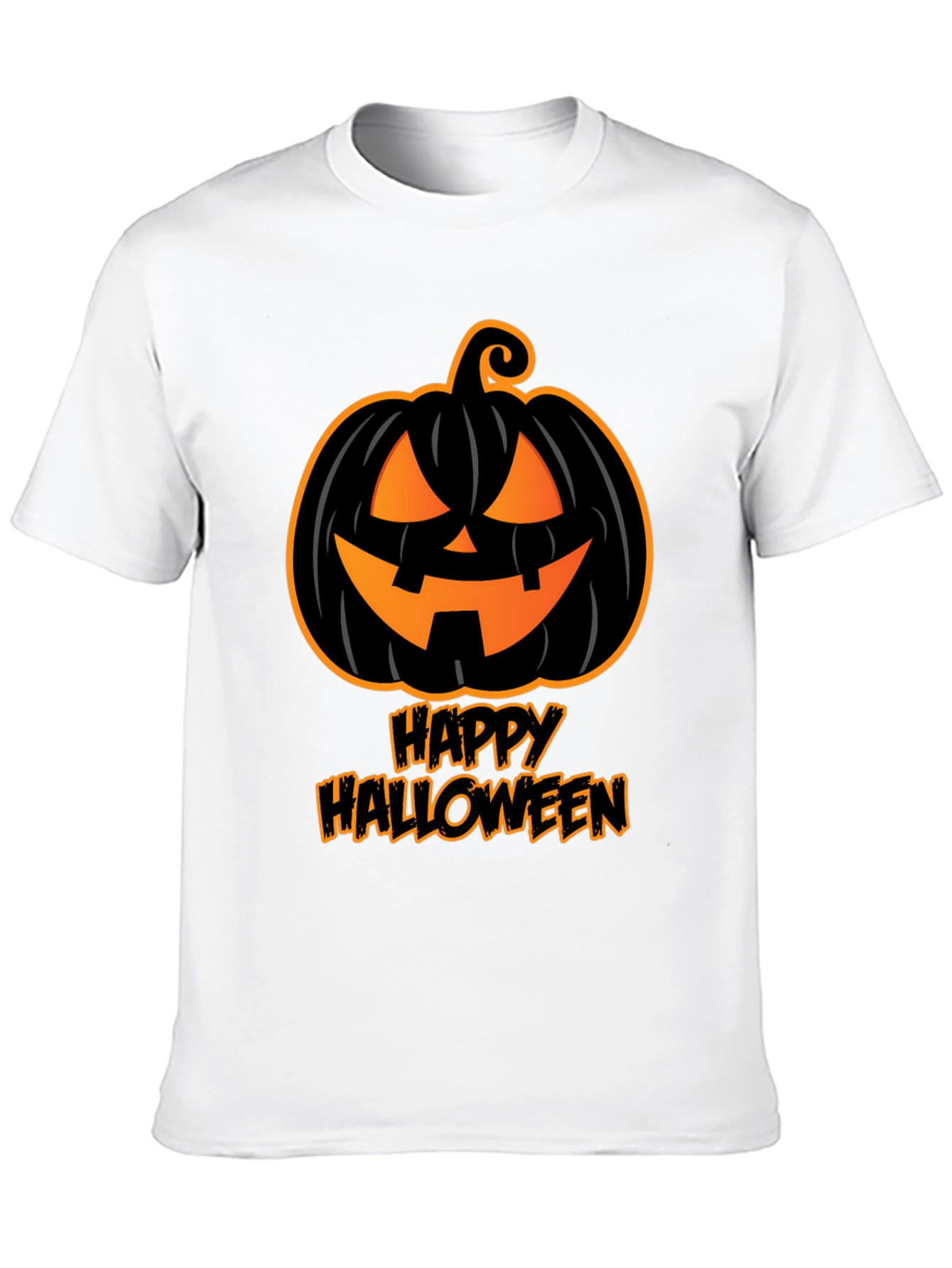 Happy Halloween Pumpkin Graphic Tee - Black