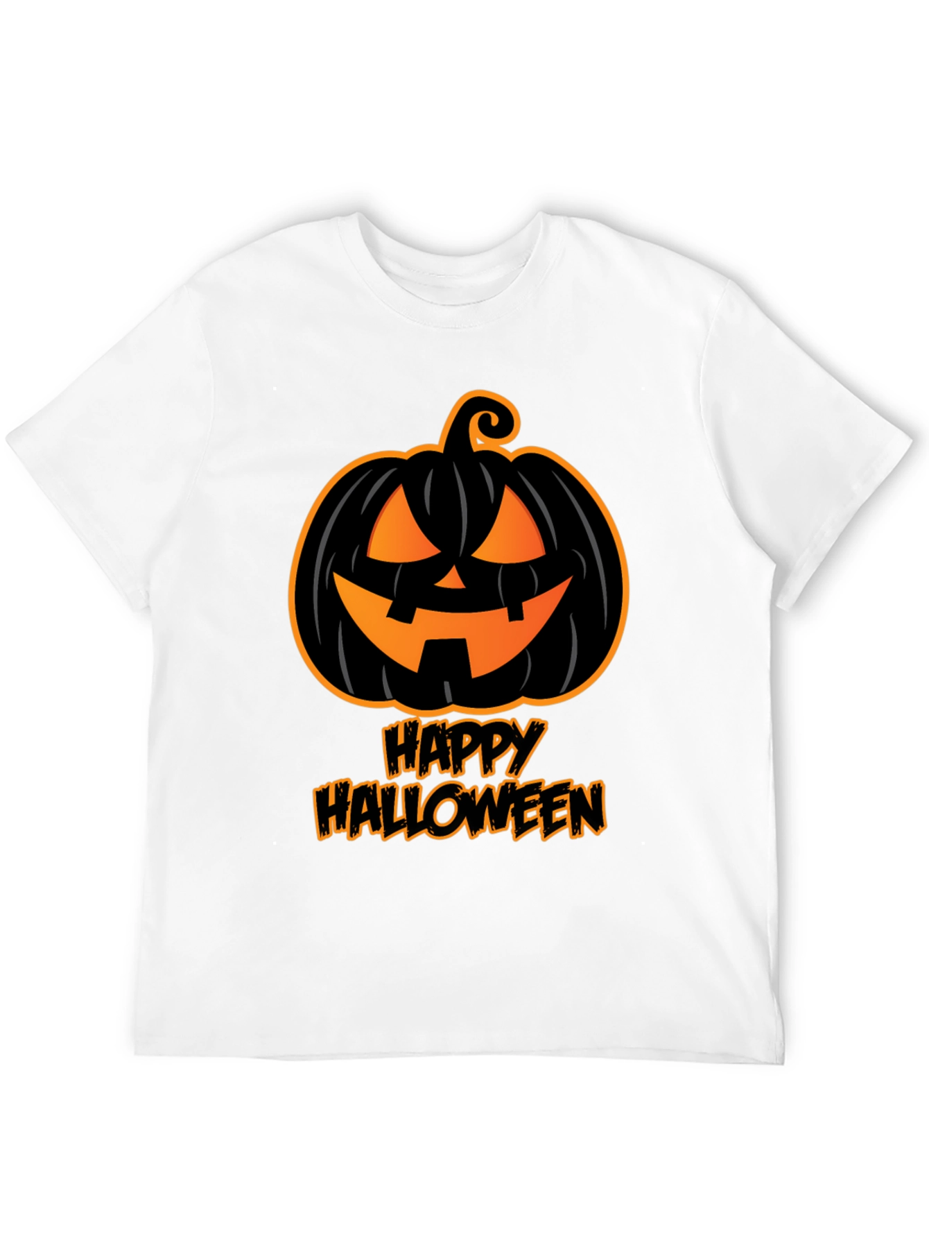 Happy Halloween Pumpkin Graphic Tee - Black
