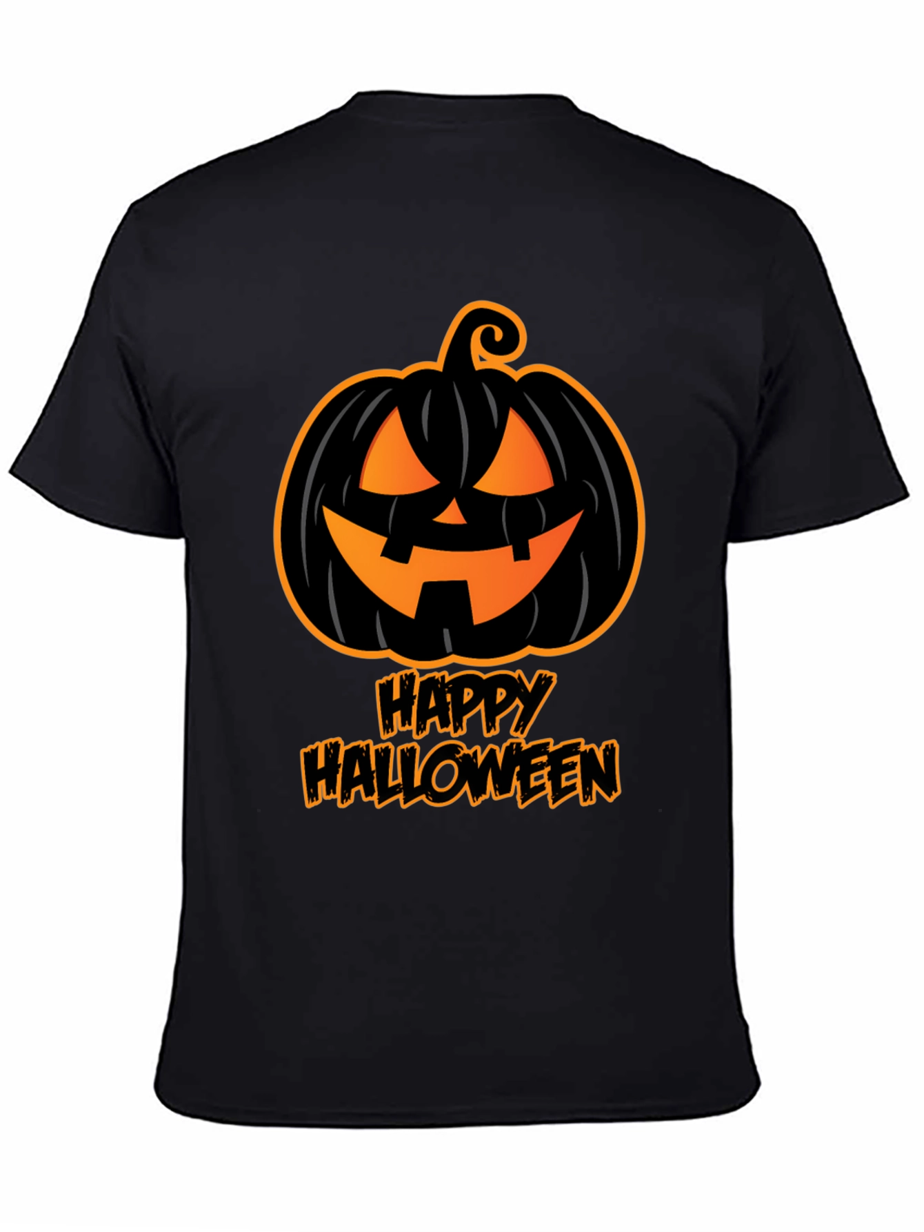 Happy Halloween Pumpkin Graphic Tee - Black