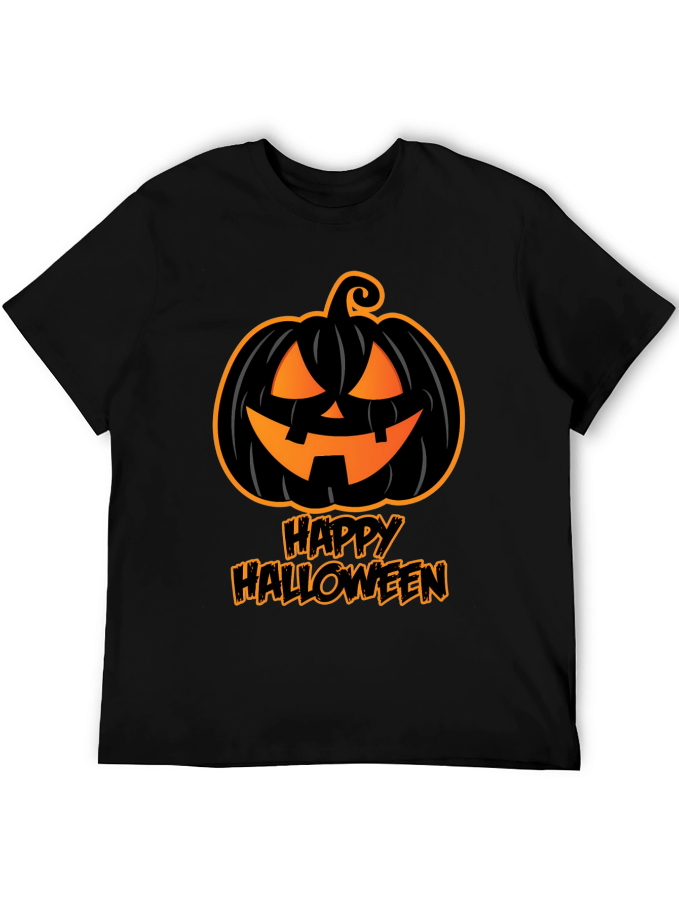 Happy Halloween Pumpkin Graphic Tee - Black