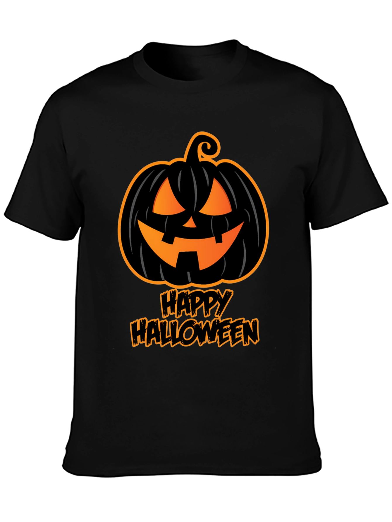 Happy Halloween Pumpkin Graphic Tee - Black