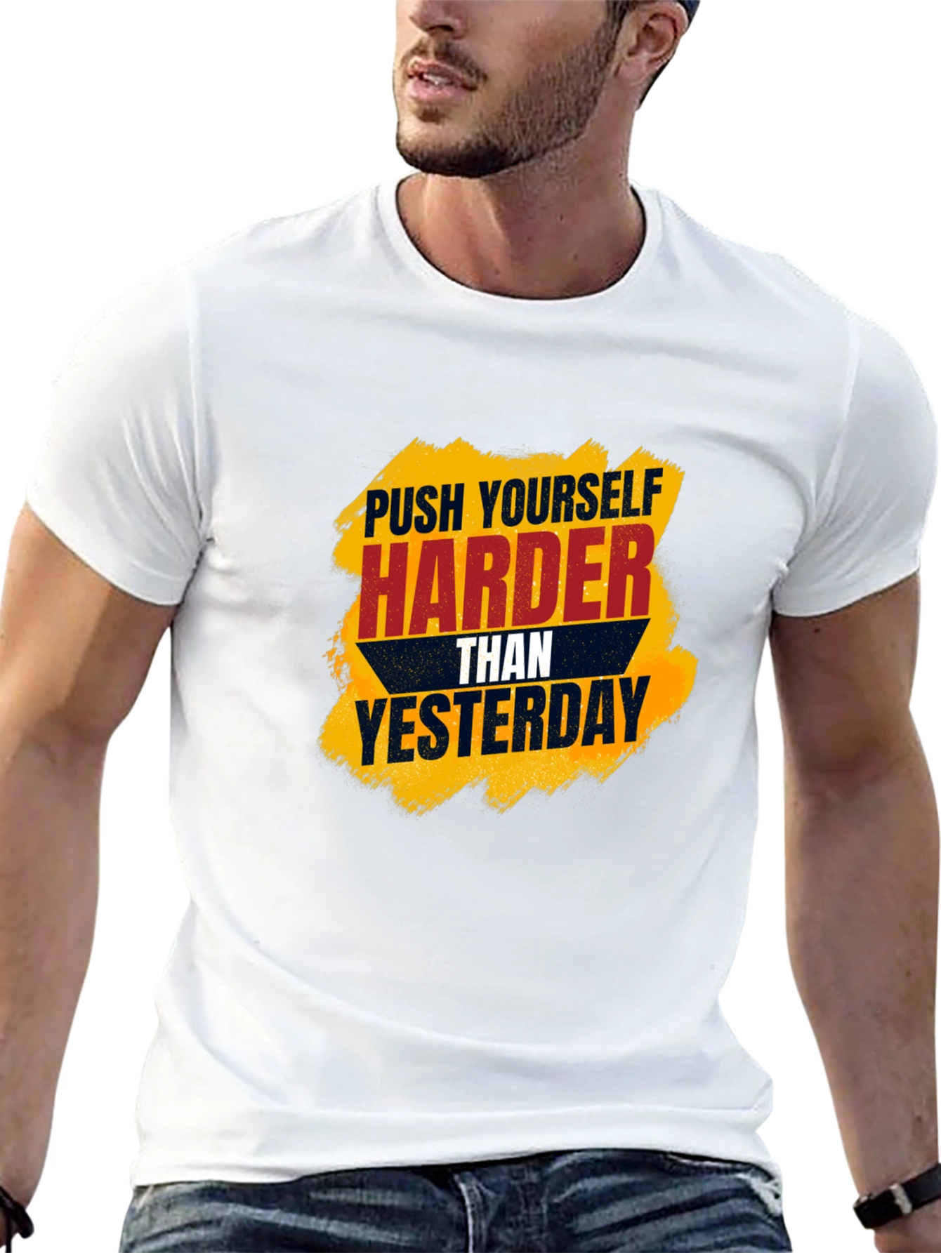 Motivational Black T-Shirt - Push Harder