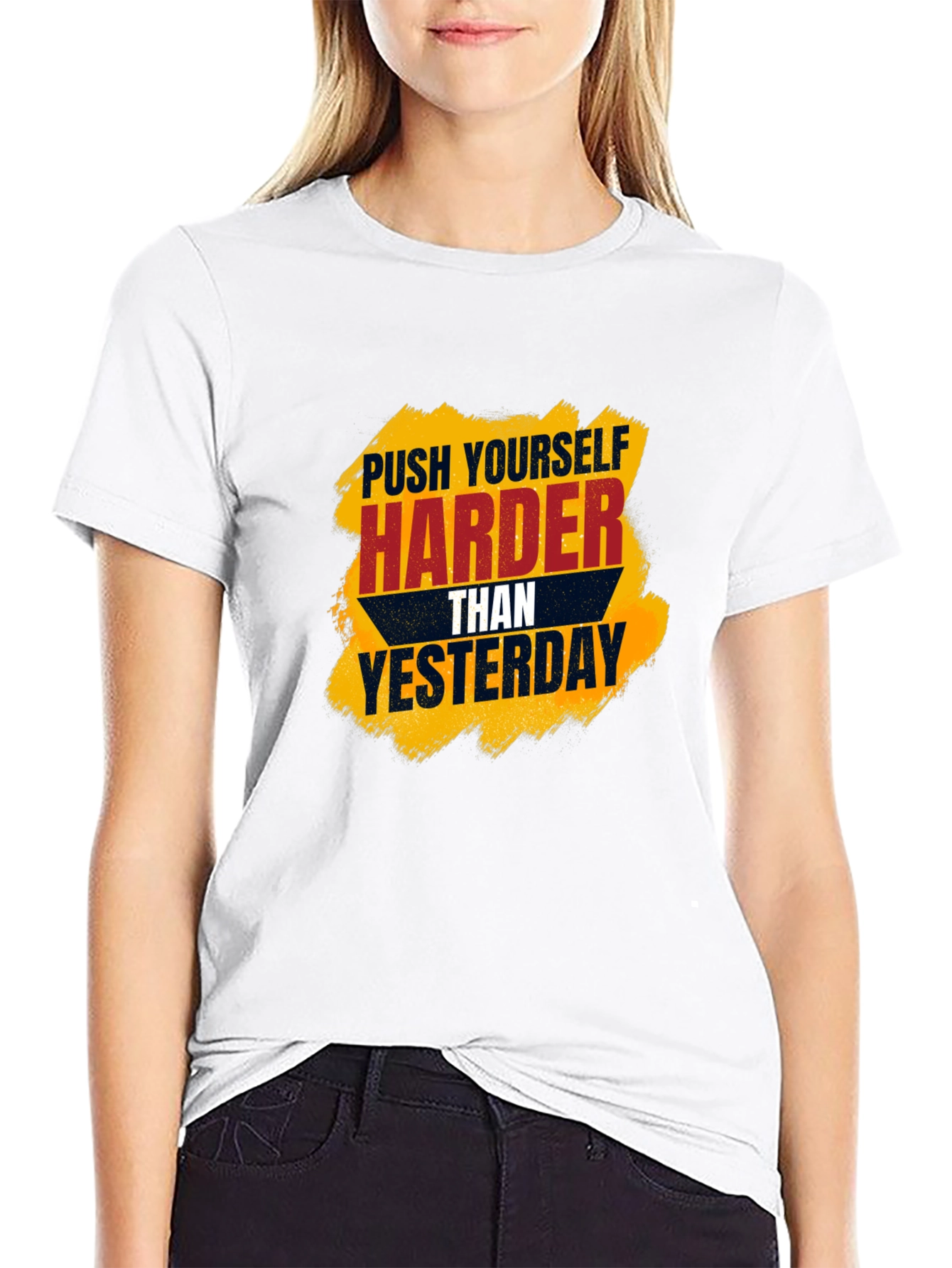 Motivational Black T-Shirt - Push Harder
