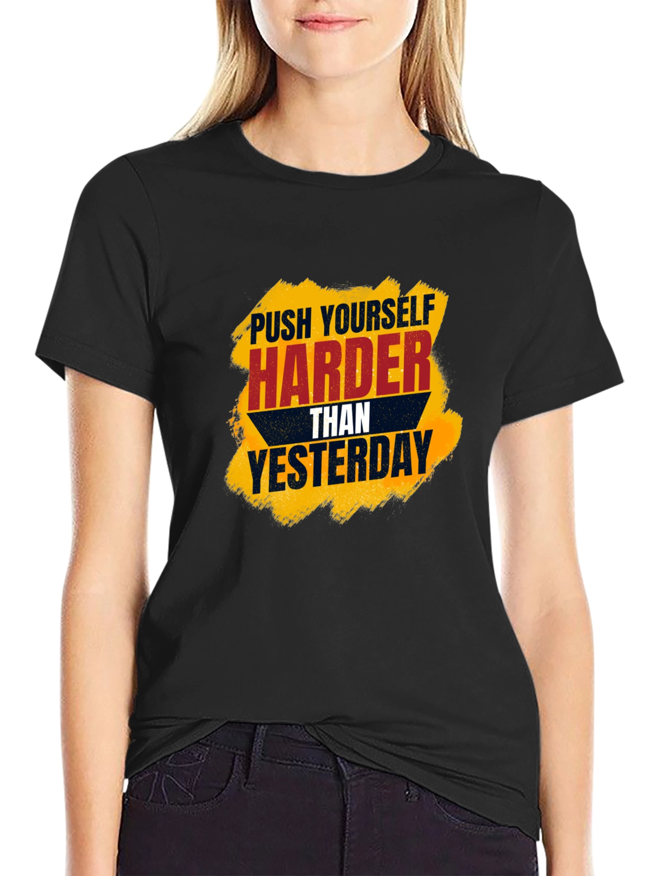 Motivational Black T-Shirt - Push Harder
