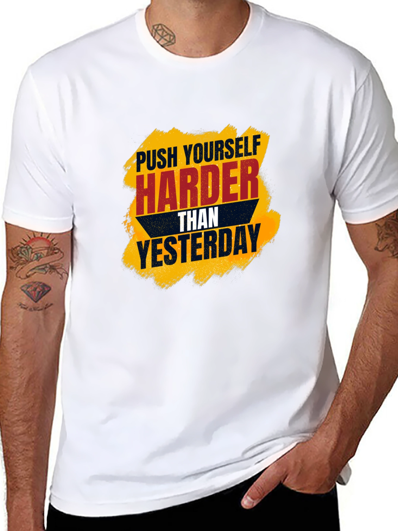 Motivational Black T-Shirt - Push Harder