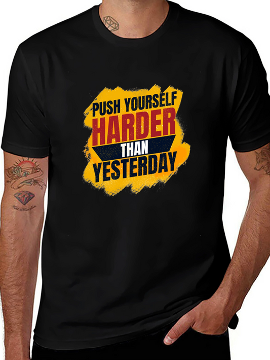 Motivational Black T-Shirt - Push Harder